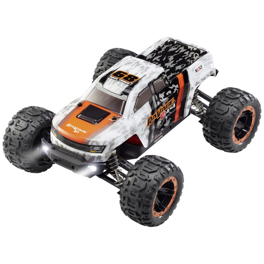 Reely RC-Truck Reely RaVage 4x4 V2 Orange/Weiß Brushed 1:16 RC Modellauto Elektro Mon
