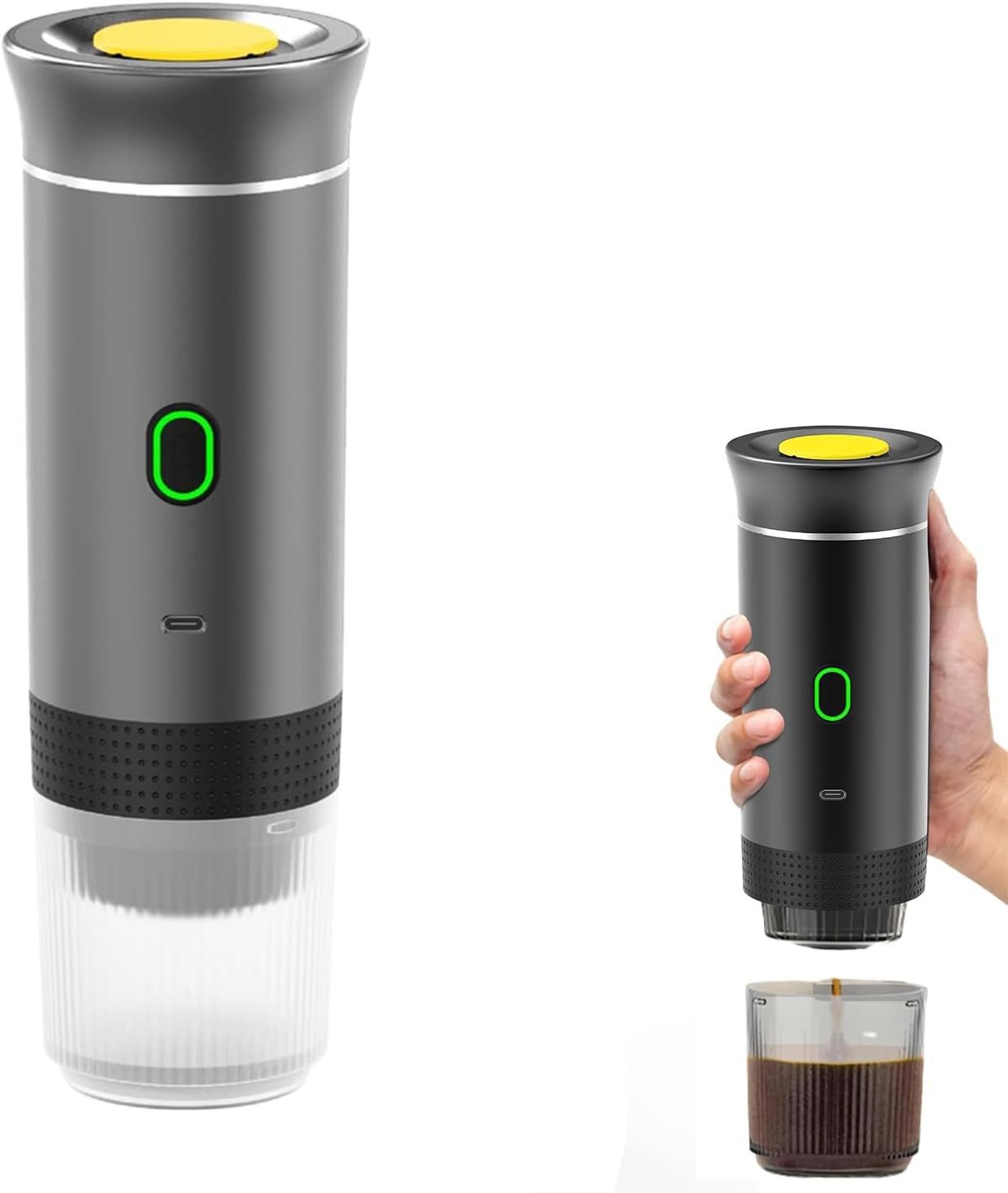 Athlix Espressomaschine KF-JN-02, 0,07l Kaffeekanne, Extraktion von Espresso unter hohem Druck, Einfaches Aufladen über USB