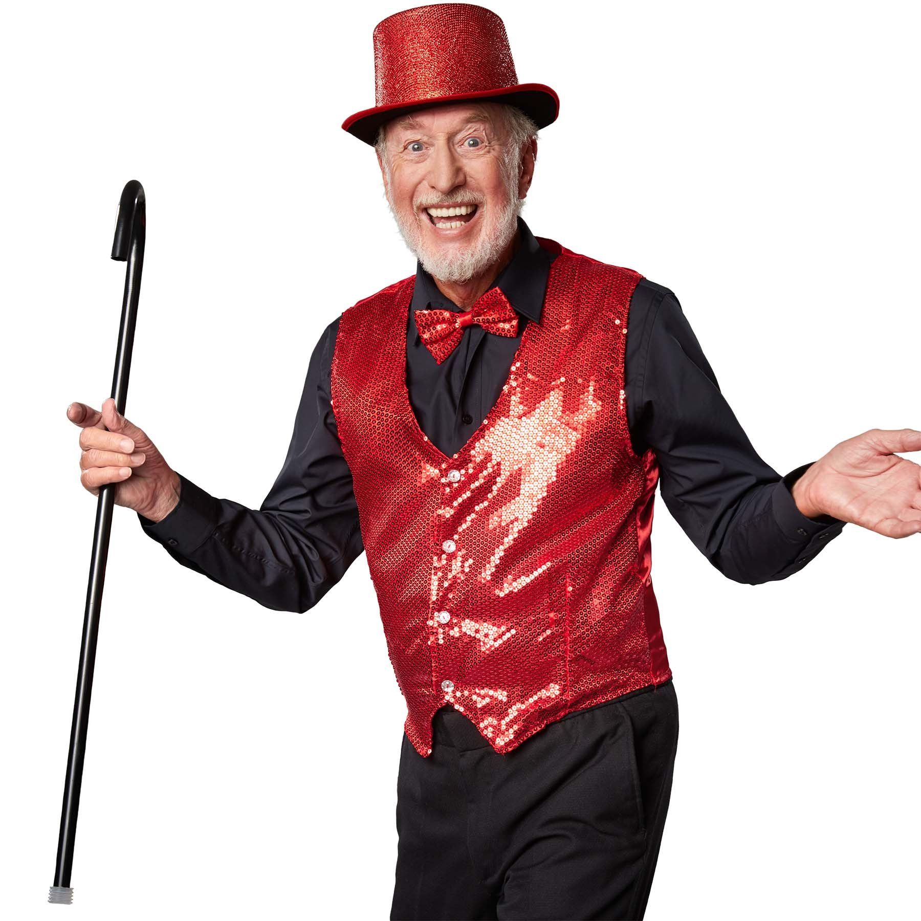dressforfun Kostüm Faschingskleidung/Maskeradenverkleidung, Hutgröße 59/Höhe 12,5 cm, in der Farbe rot, Glitzernde Oberfläche und nach oben gewölbte Krempe