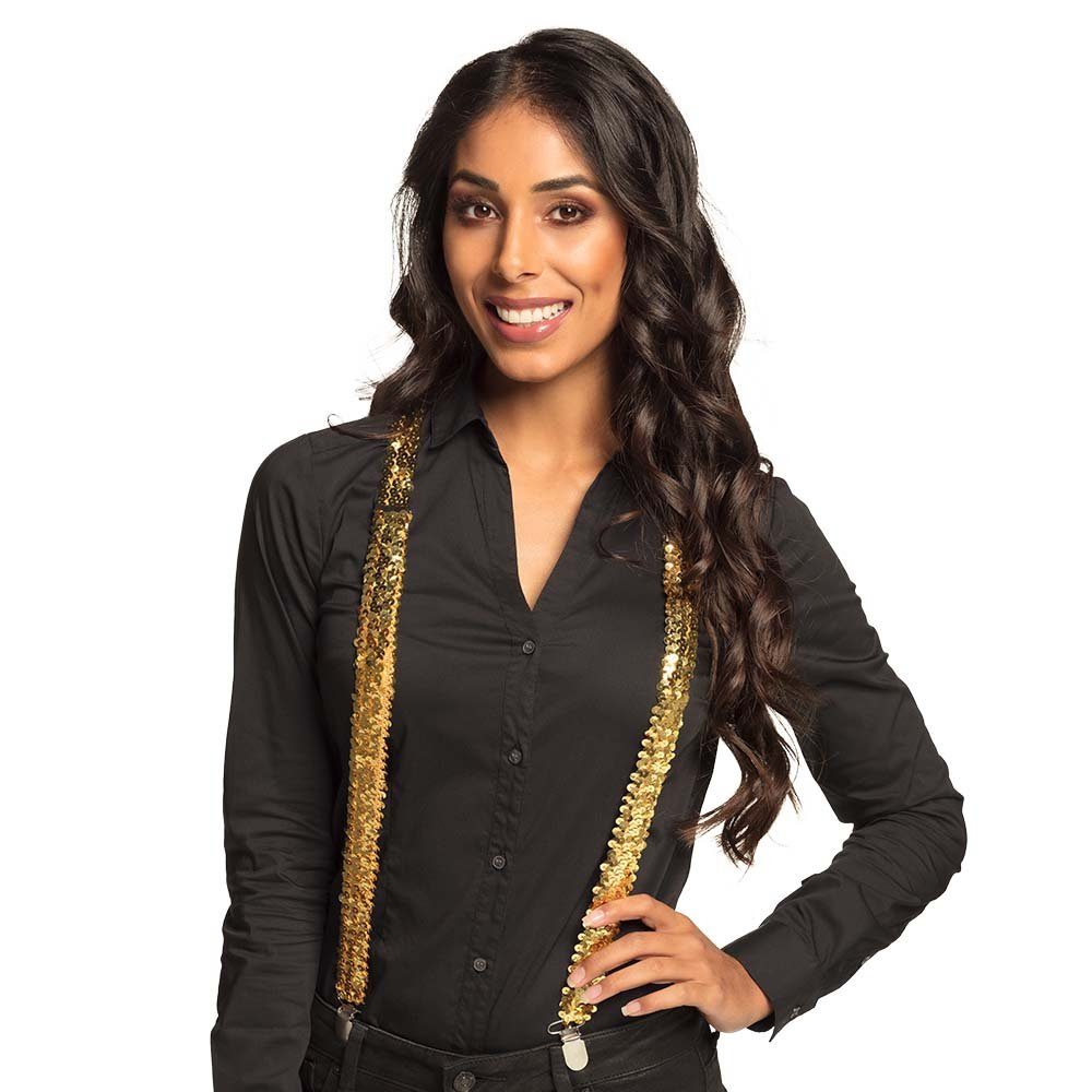 Boland Kostüm Hosenträger mit Pailletten für Erwachsene, Gold günstig online kaufen