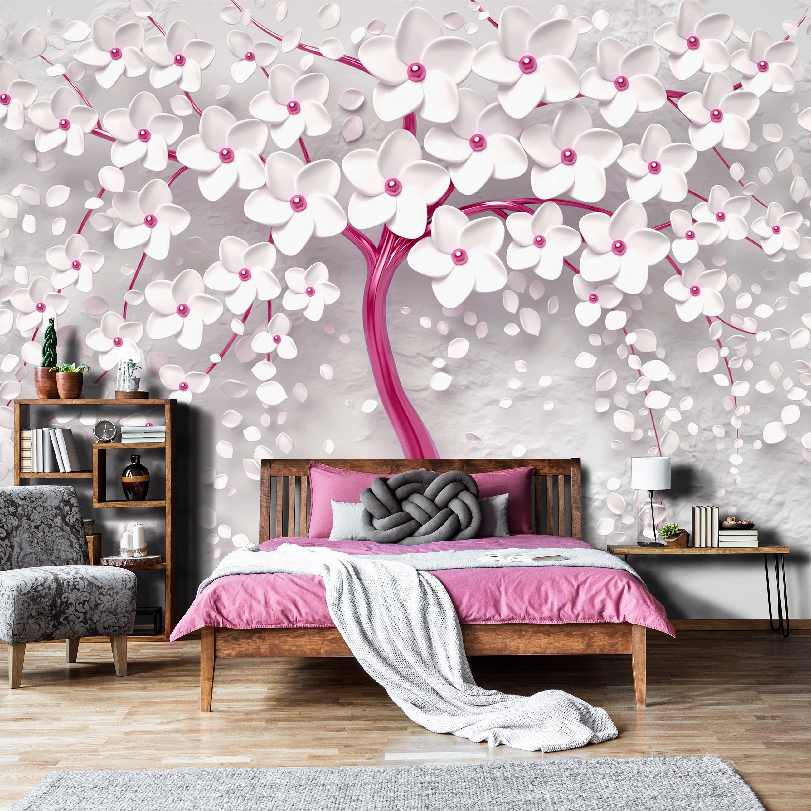 Wallarena Fototapete Blumen - Mehrfarbig - Elegant - Vlies - Schlafzimmer, glatt, 152x104cm
