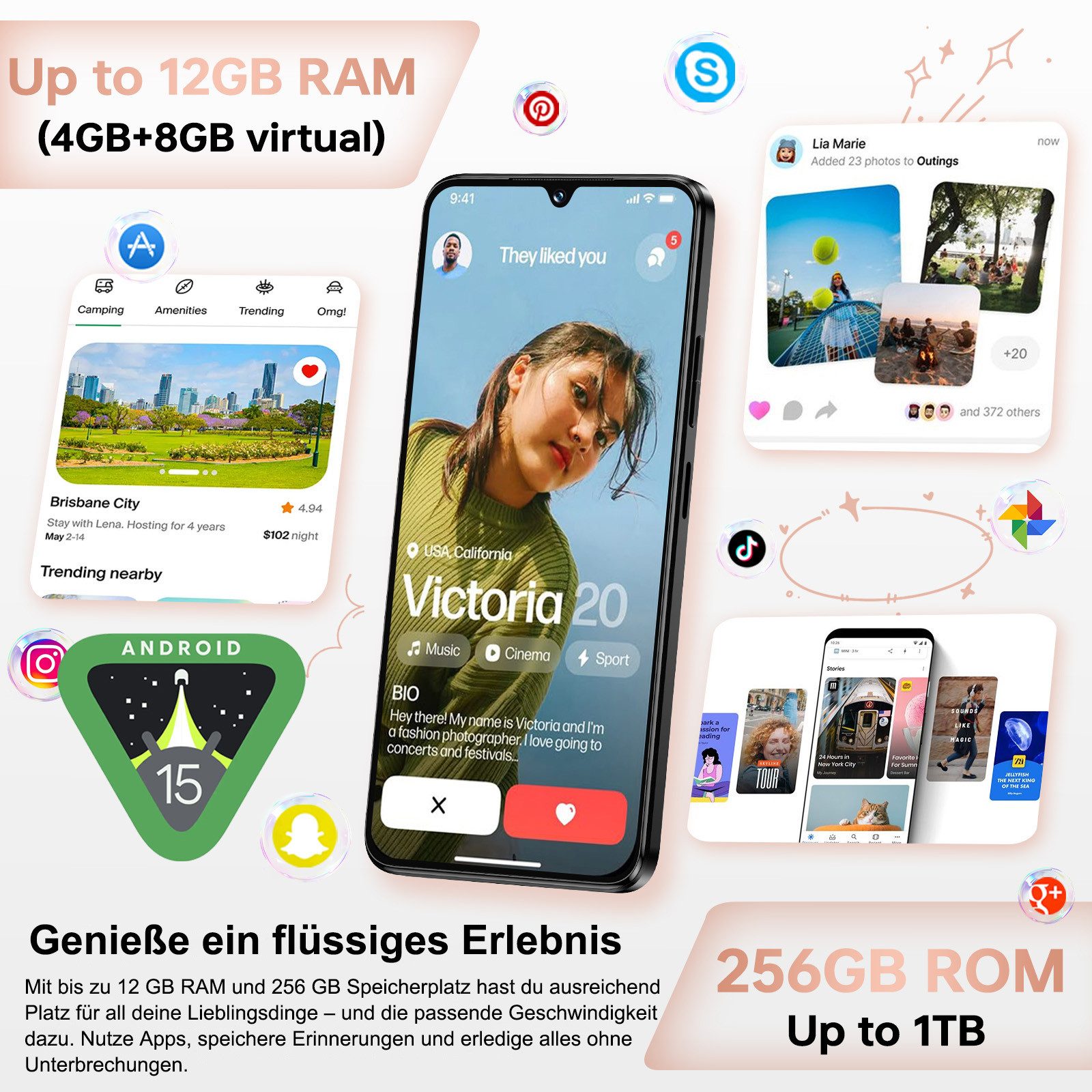 Cubot A40 12+256GB Android 15 Smartphone (17,47 cm/6.88 Zoll, 256 GB Speicherplatz, 48 MP Kamera, 5100mAh, 6.88" HD+ 120Hz, NFC, Face ID, OTG, GPS)