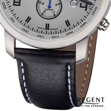 Regent Quarzuhr Regent Herren Armbanduhr Analog GM, (Analoguhr), Herren Armbanduhr rund, groß (ca. 44mm), Lederbandarmband