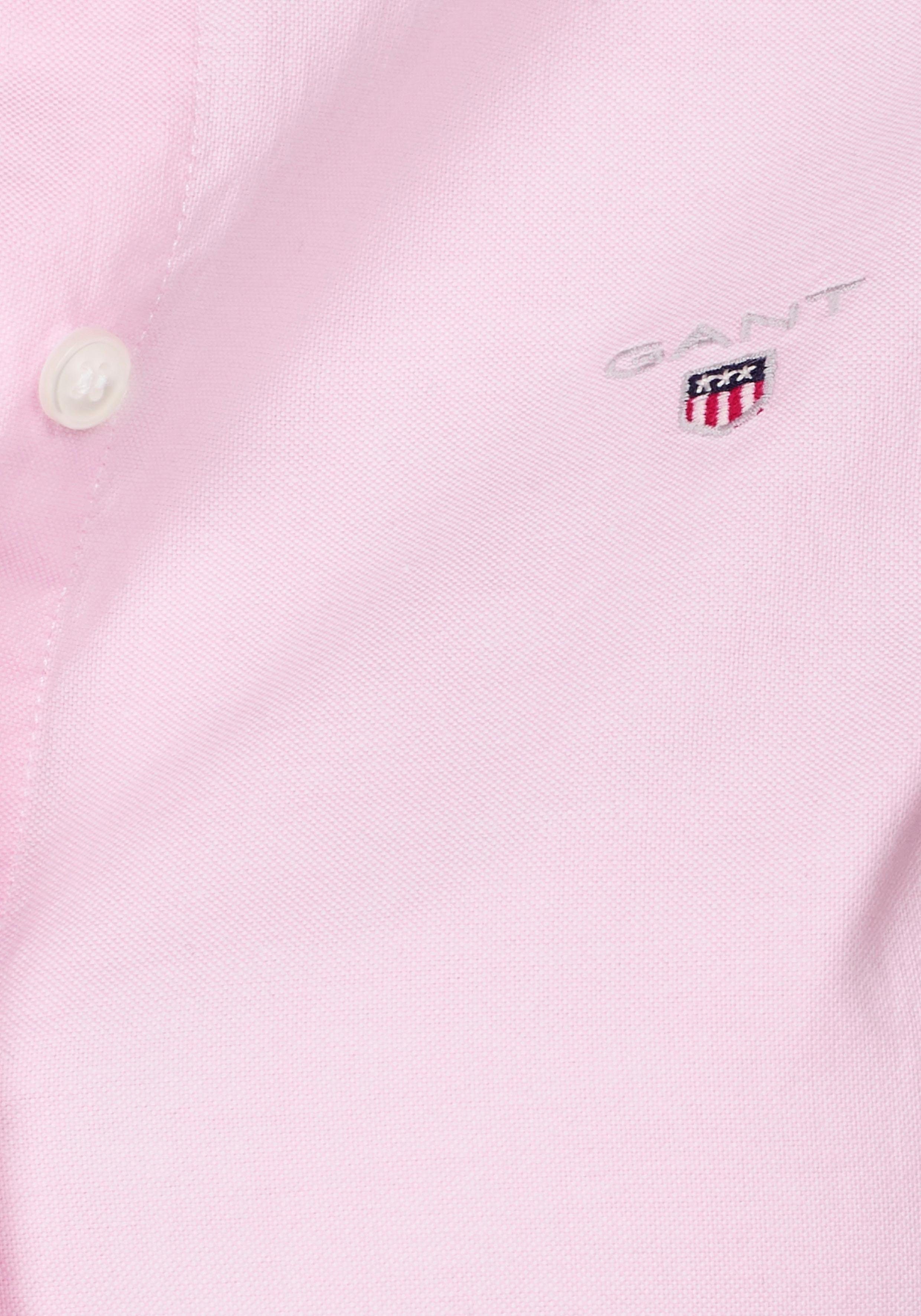 für Sitz light u. Stretch-Oxford-Stoff Gant pink bequemen Bewegungsfreiheit Hemdbluse
