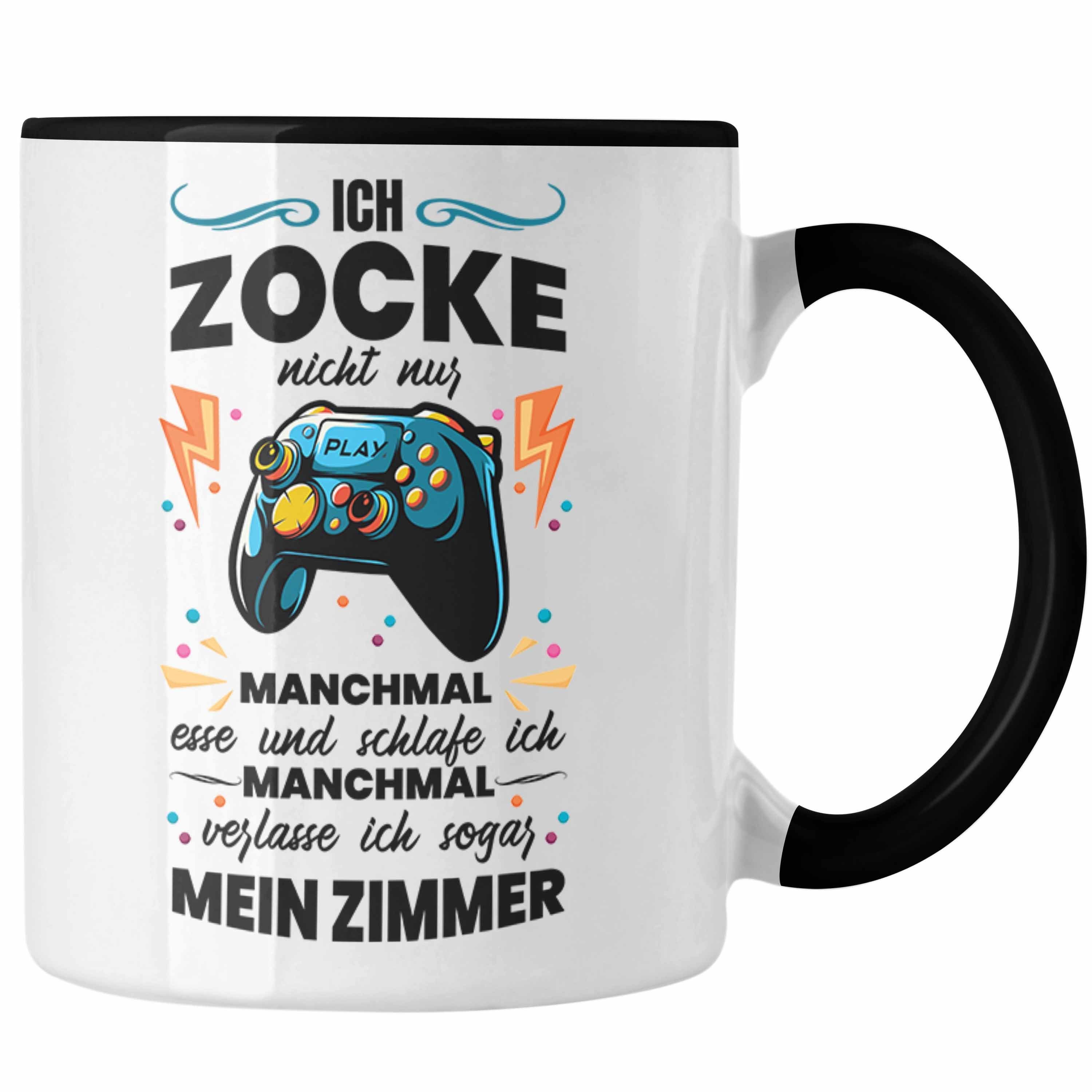 Trendation Schwarz Nur Gamer Geschenk Ich Zocker - Geschenkidee Nicht Tasse Lustiger Trendation Spruch Lustige Zocke Jungs Tasse