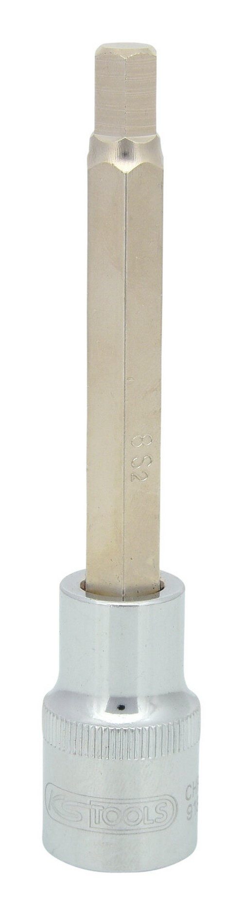 KS Tools Sechskant-Bit CHROMEplus, 1/2" Stecknuss Innensechskant, lang, 8 mm