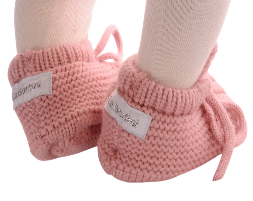 La Bortini Füßlinge Baby Strickschuhe Socken 3-6Mon Stricksocken unisex weich, für Neugeborene, in blau rosa creme grau braun nach Wahl