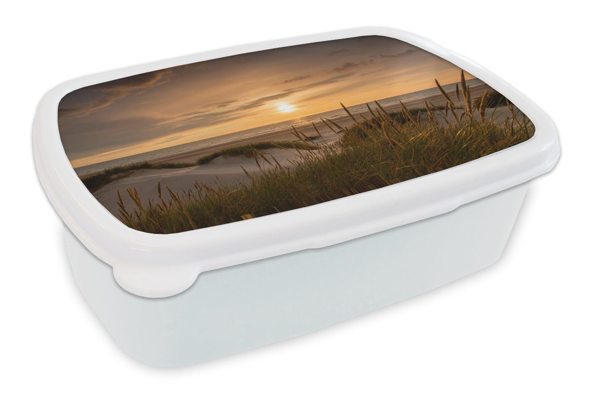 MuchoWow Lunchbox Strand - Farben - Europa, Kunststoff, (2-tlg), Brotbox für Kinder und Erwachsene, Brotdose, für Jungs und Mädchen weiß