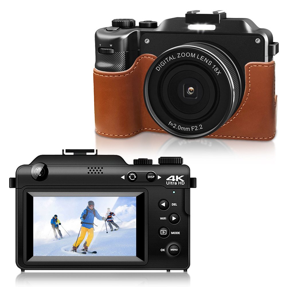 Fine Life Pro X9 mit Kameratasche Kompaktkamera (48 MP, WLAN (Wi-Fi), Digitalkameras mit Front- und Rückobjektiv für Mädchen und Damen)