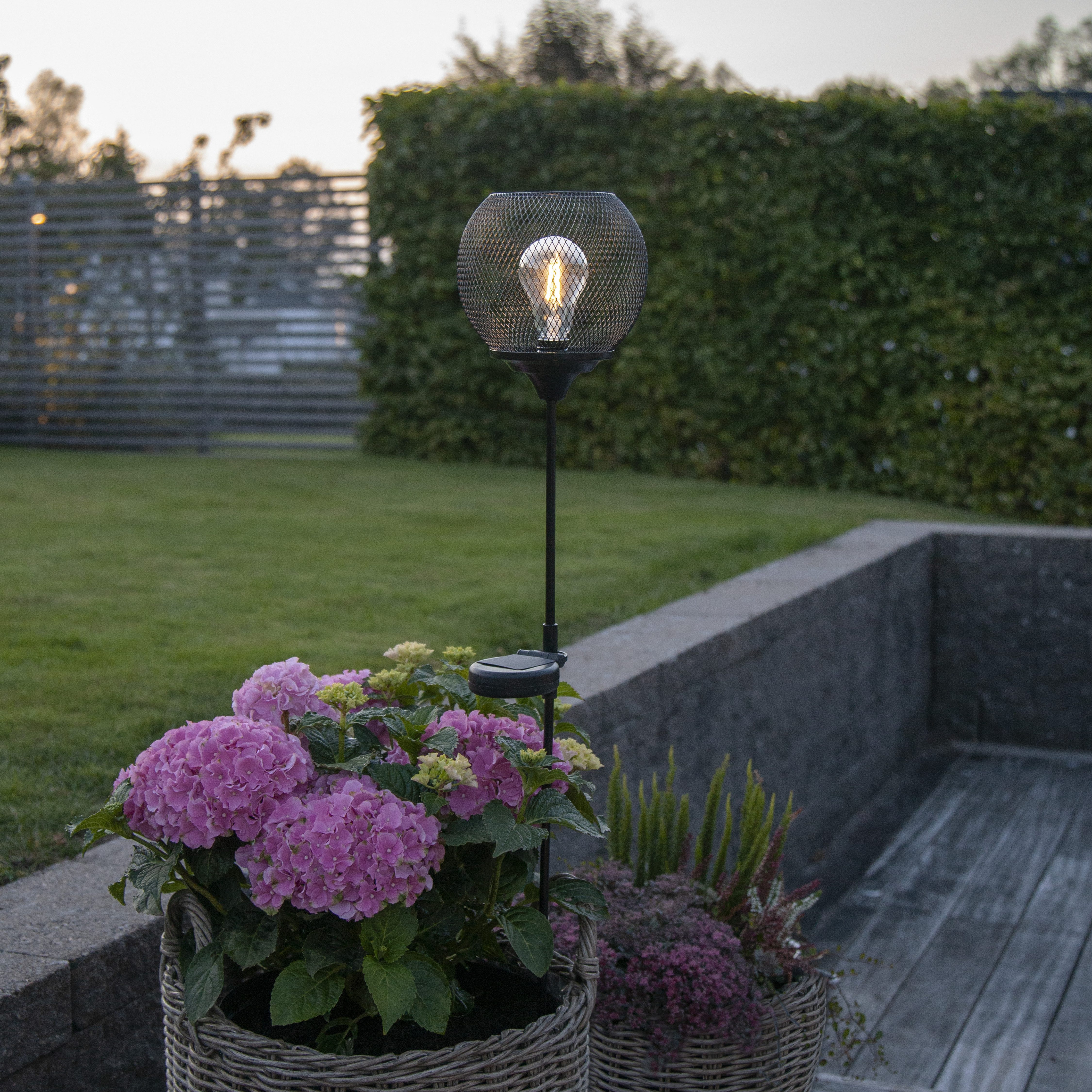 STAR TRADING LED Solarleuchte Solar-Wegleuchte Sunlight, Tageslichtsensor, LED fest integriert, Warmweiß, Filament-Licht, Dämmerungssensor