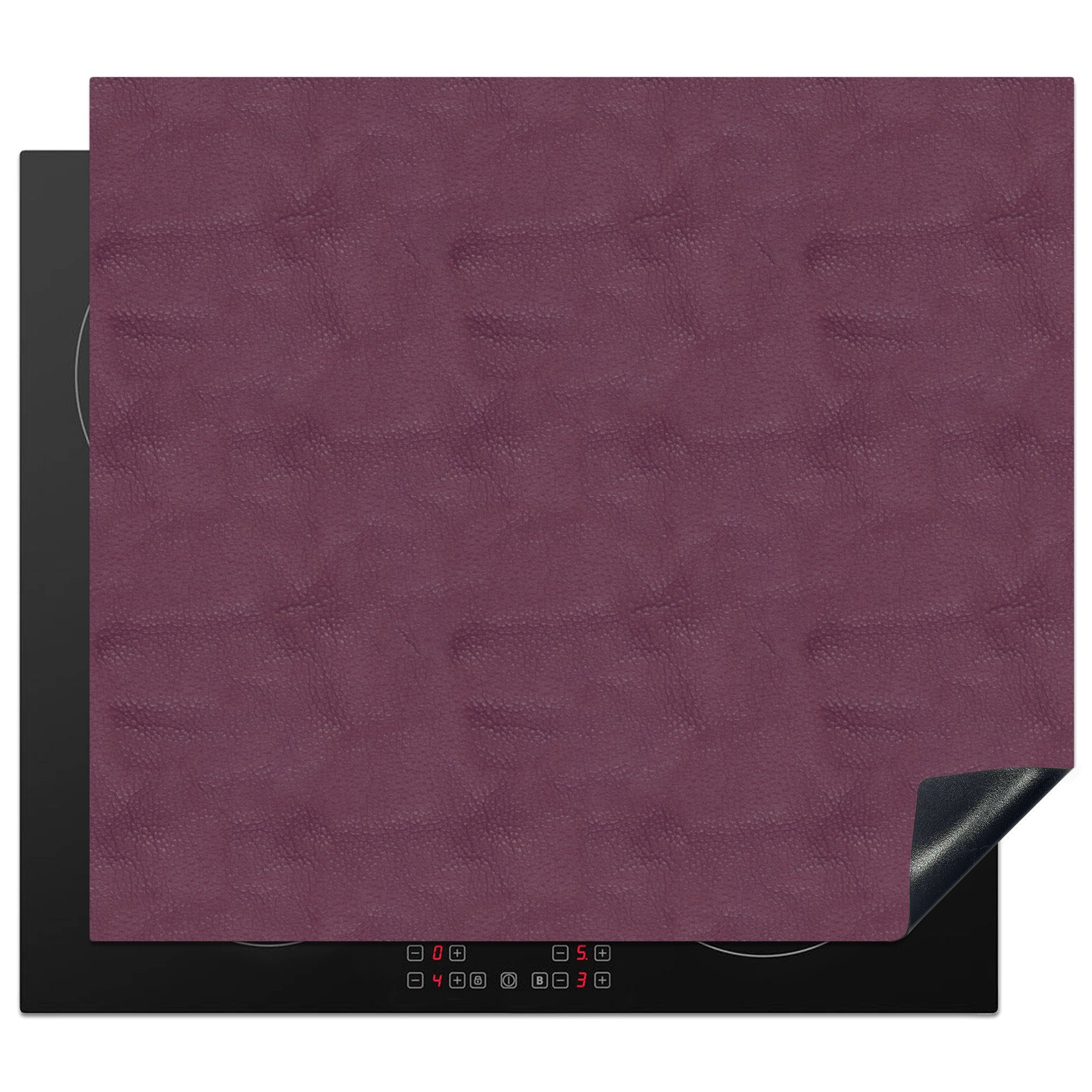 MuchoWow Herdblende-/Abdeckplatte Leder - Rosa - Tiere, Vinyl, (1 tlg), 58x51 cm, Küchen Dekoration für Induktionsherd, Induktionskochfeld
