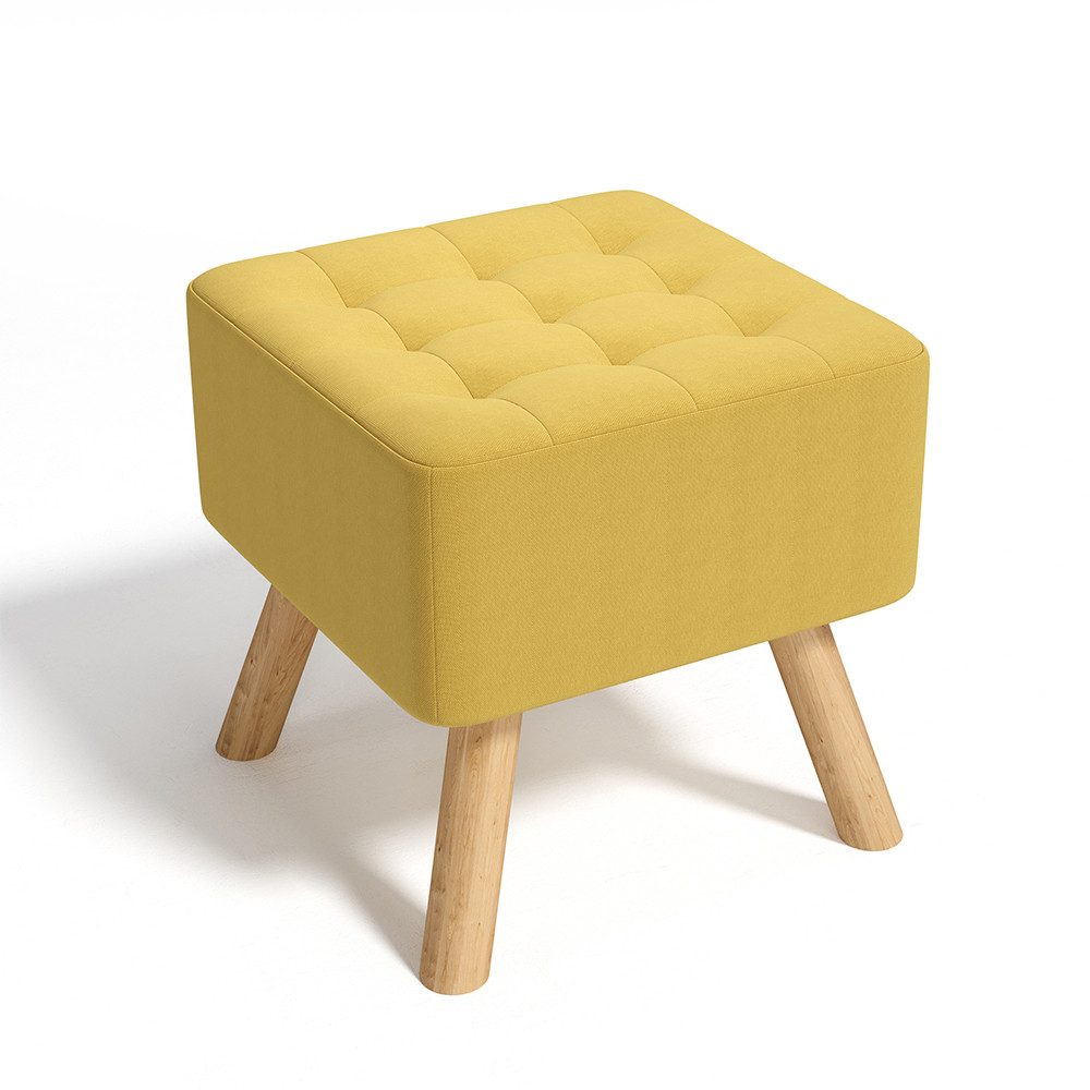 LIVINGANDHOME Sitzhocker Quadratischer Polsterhocker mit Eichenholzbeine, a günstig online kaufen