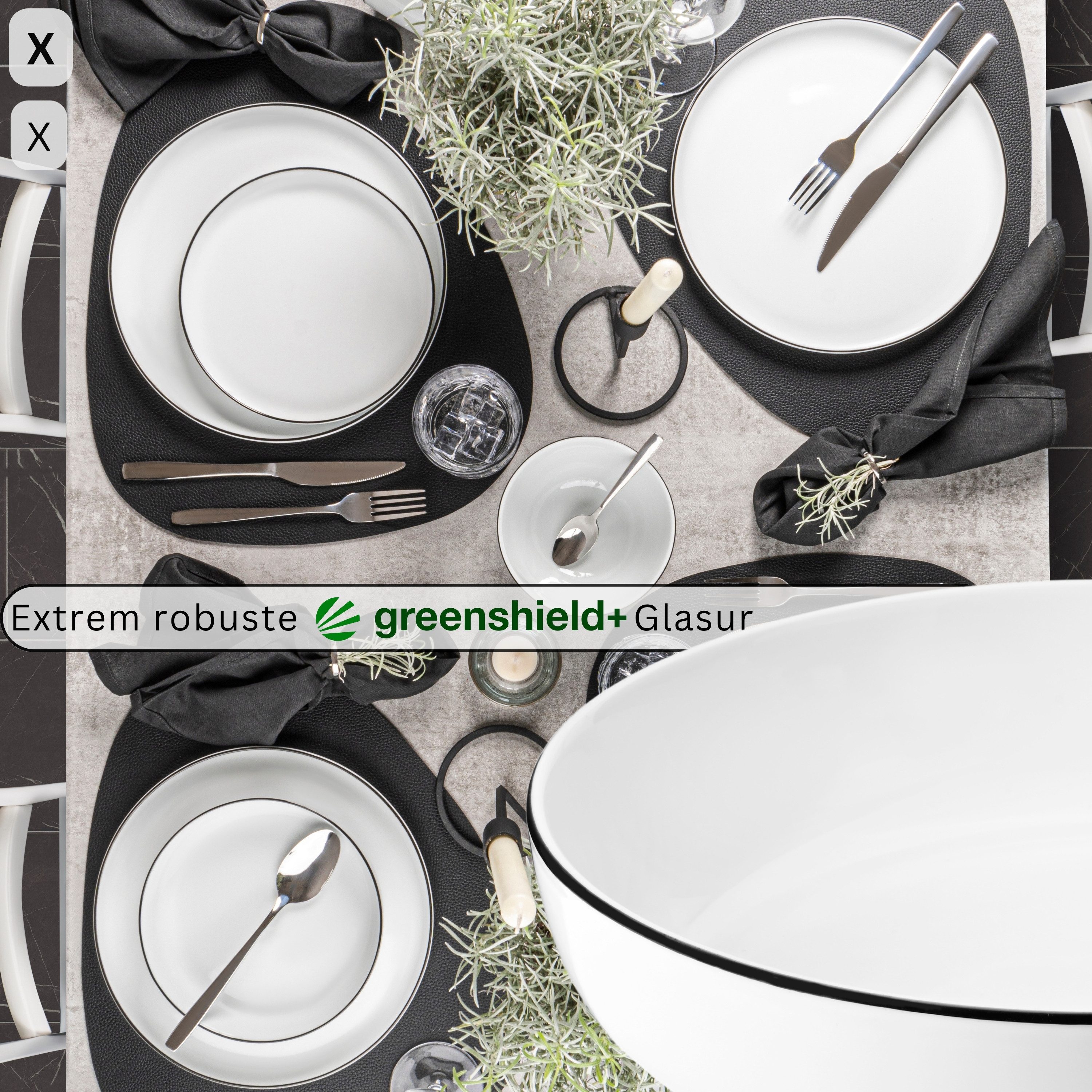 SÄNGER Teller Marlo, (6 St), Marlo Black Rim, Pastaschalen, Porzellan, PREMIUM COLLECTION