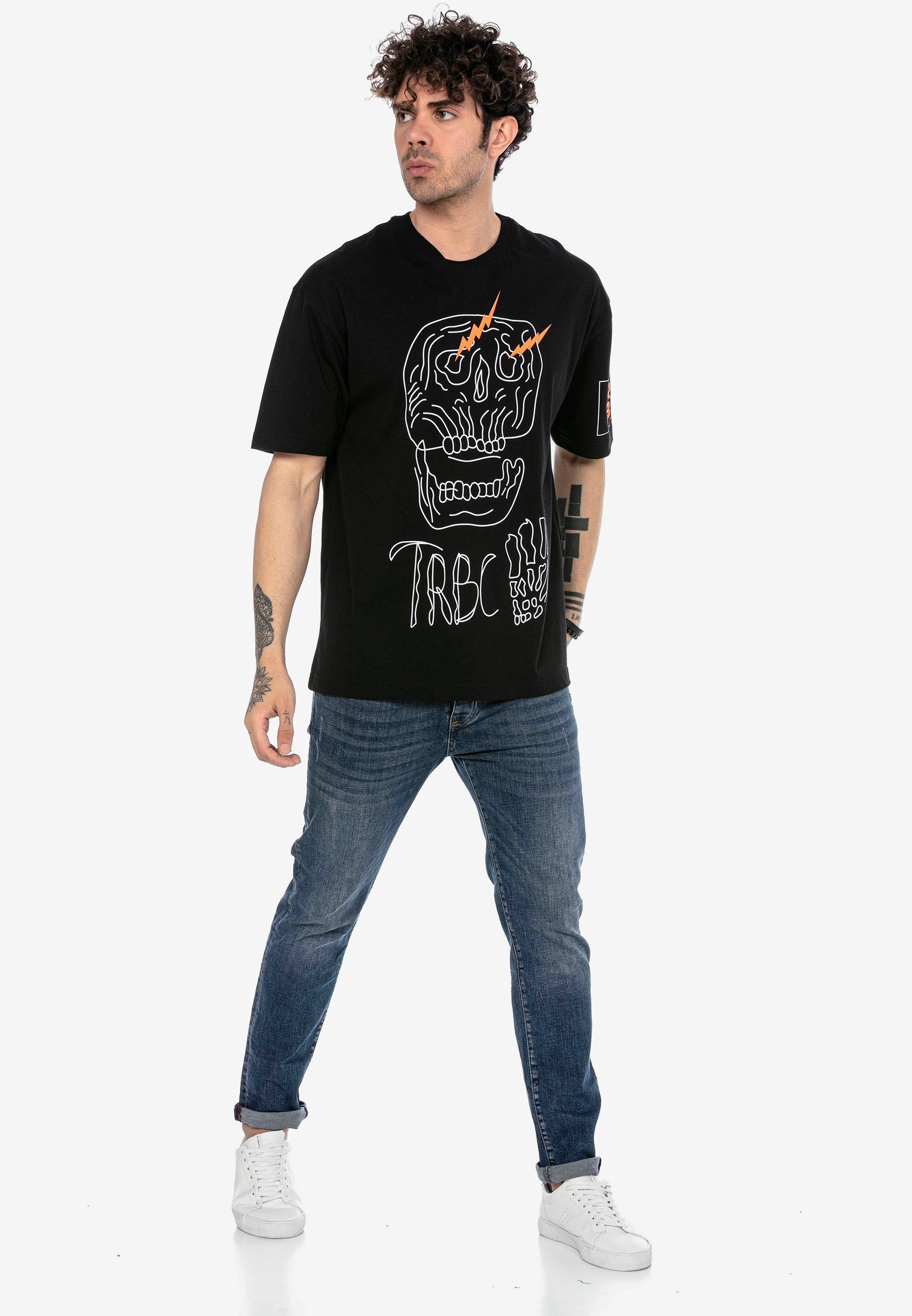 RedBridge T-Shirt stylischem mit schwarz McAllen Totenkopf-Print