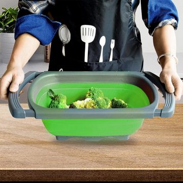 Mudo Home Küchensieb zusammenklappbares Küchensieb, über der Spüle, für Gemüse und Obst