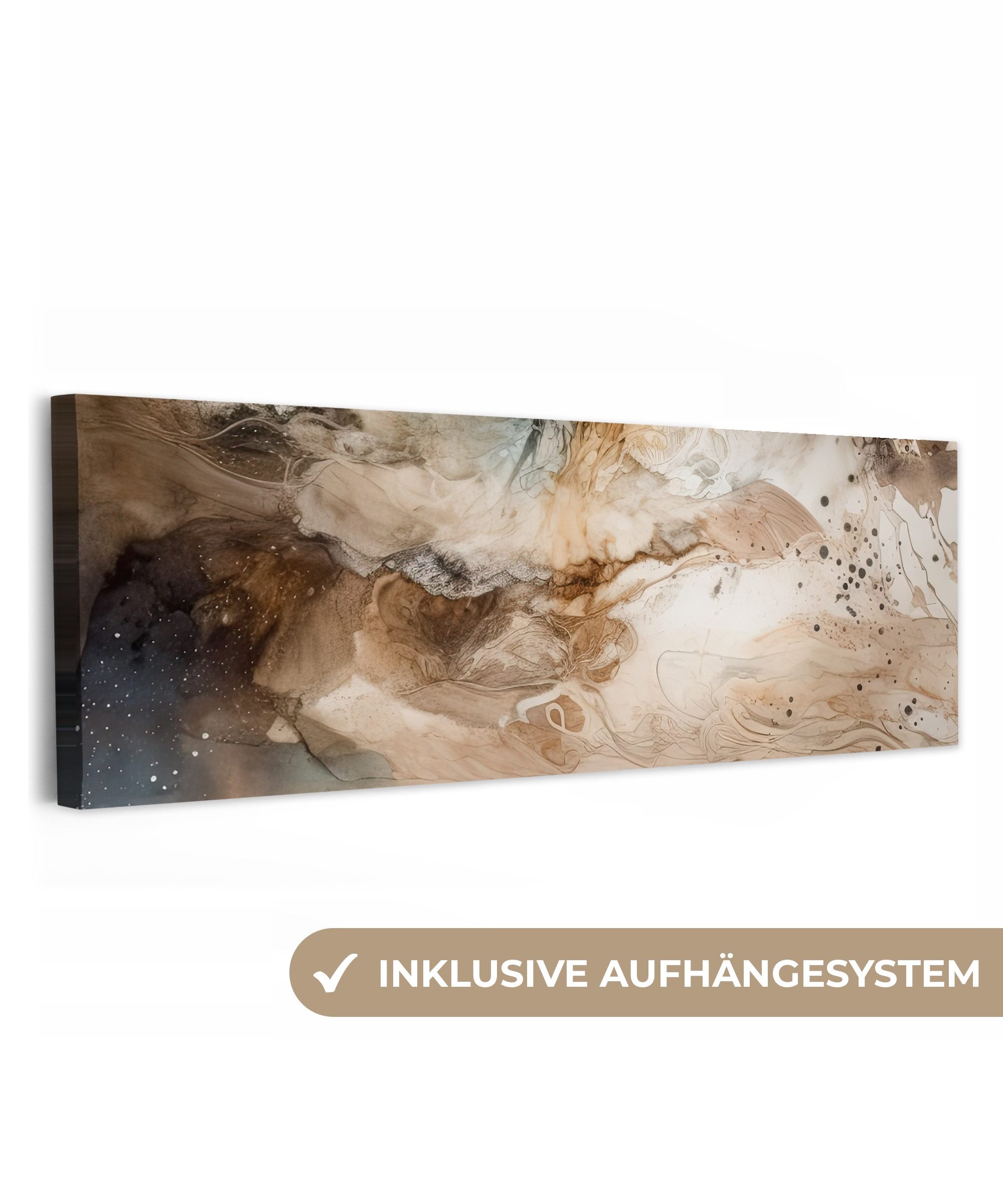 OneMillionCanvasses® Leinwandbild Panorama Abstrakt - Beige - Farbe - Kunst günstig online kaufen