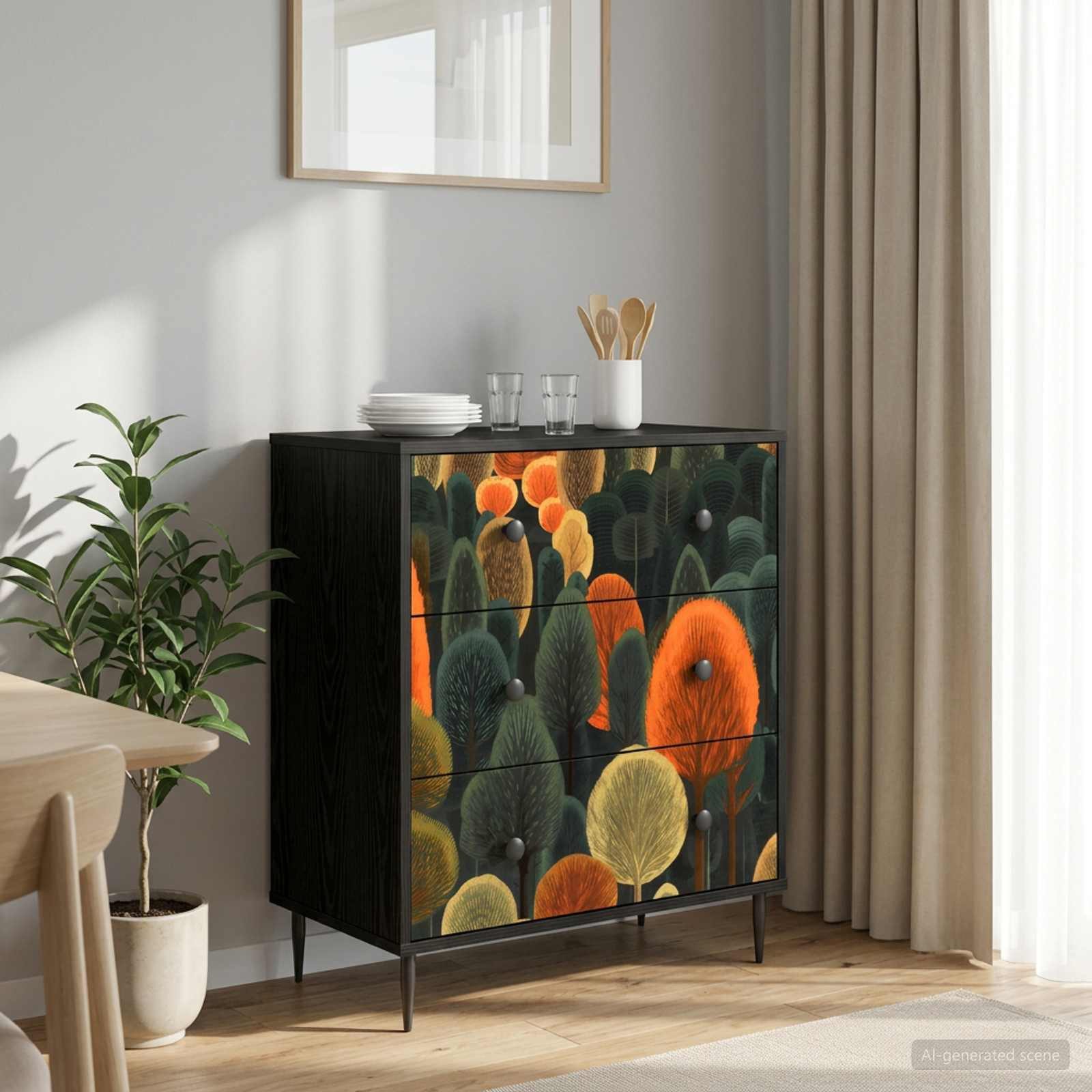 vidaXL Schranksystem Kommode ZAANDAM Waldmuster 66 x 36,5 x 76 cm Holzwerkstoff (1-St)