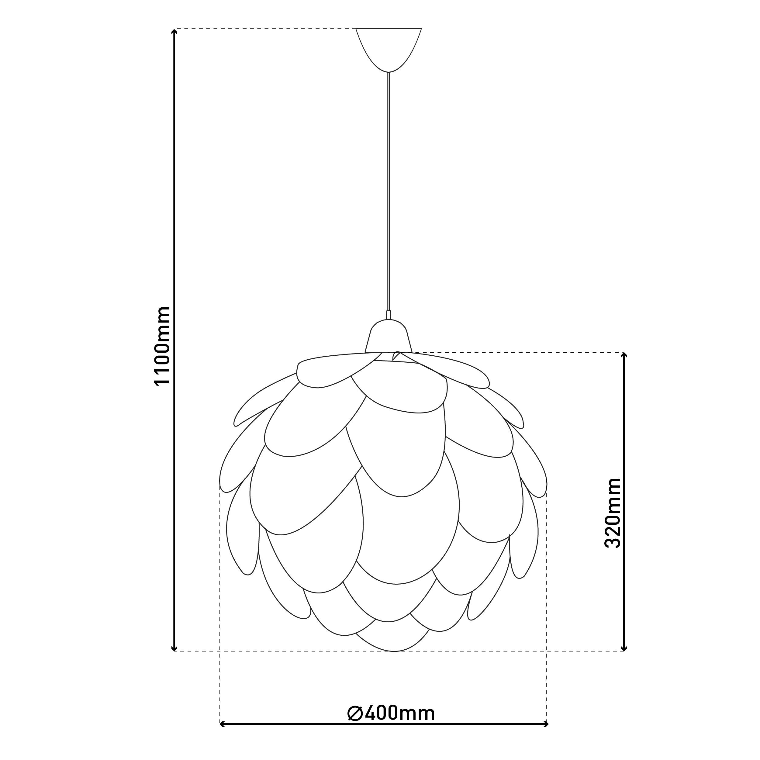 näve Pendelleuchte Foglia, ohne Leuchtmittel, exkl. 1x E27, blütenform, naturfarben, D: 40cm, Pendel weiß 70cm – Bild 5 von 5