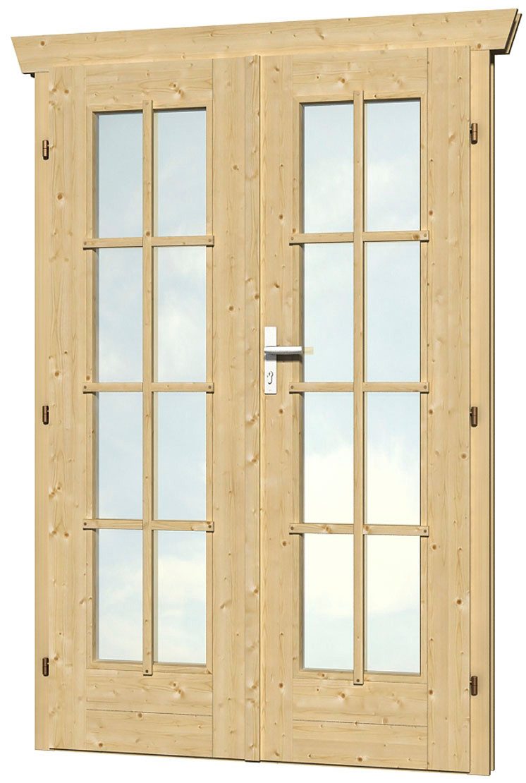 Skanholz Doppelflügeltür, 117,5 x 186,5 cm, vollverglast