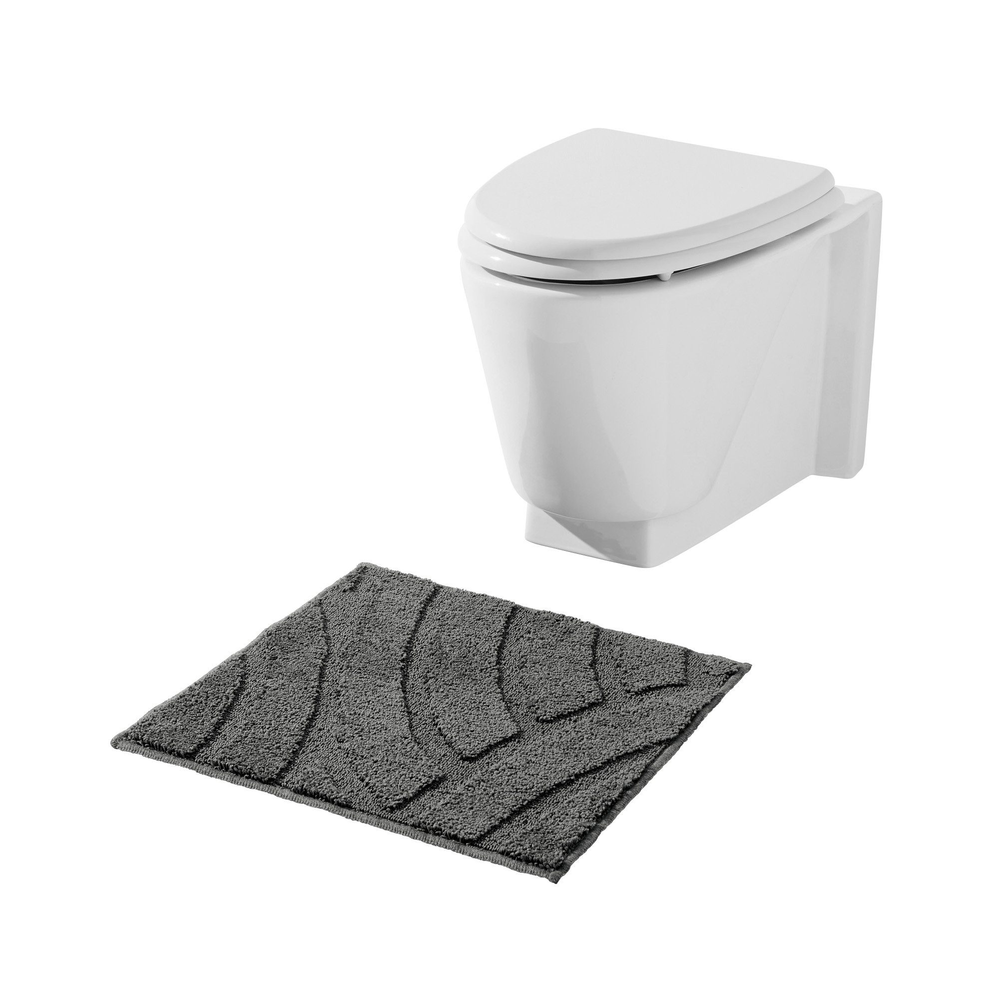 REDBEST Badematte WC-Vorlage "Napa", Höhe 18 mm, eckig, Uni günstig online kaufen