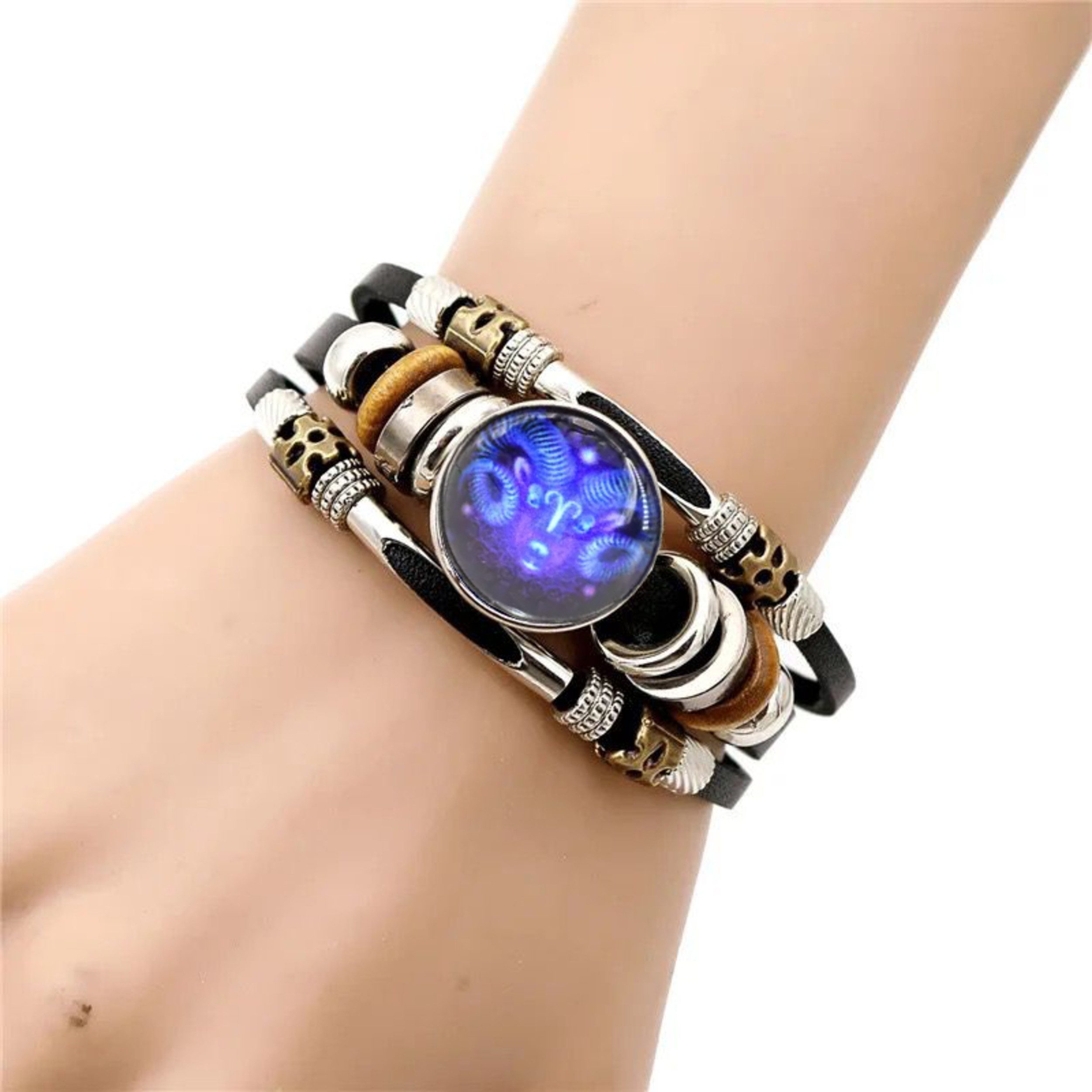 Stelby Armband mit Gravur Armband Sternzeichen Widder mit 3D Gravur im Glas (Weihnachtsgeschenk, Geburtstagsgeschenk, Valentinstaggeschenk, modern, minimalistis – Bild 4 von 5
