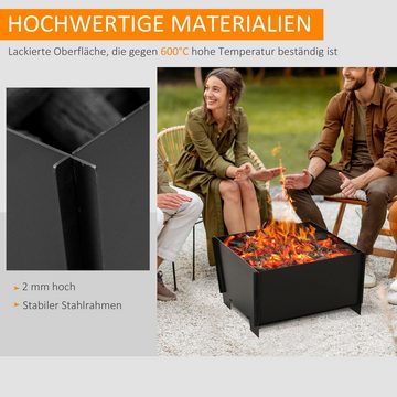 Outsunny Holzkohlegrill Feuerschale, Set, 1 x Feuerstelle, BxTxH: 50x50x30 cm