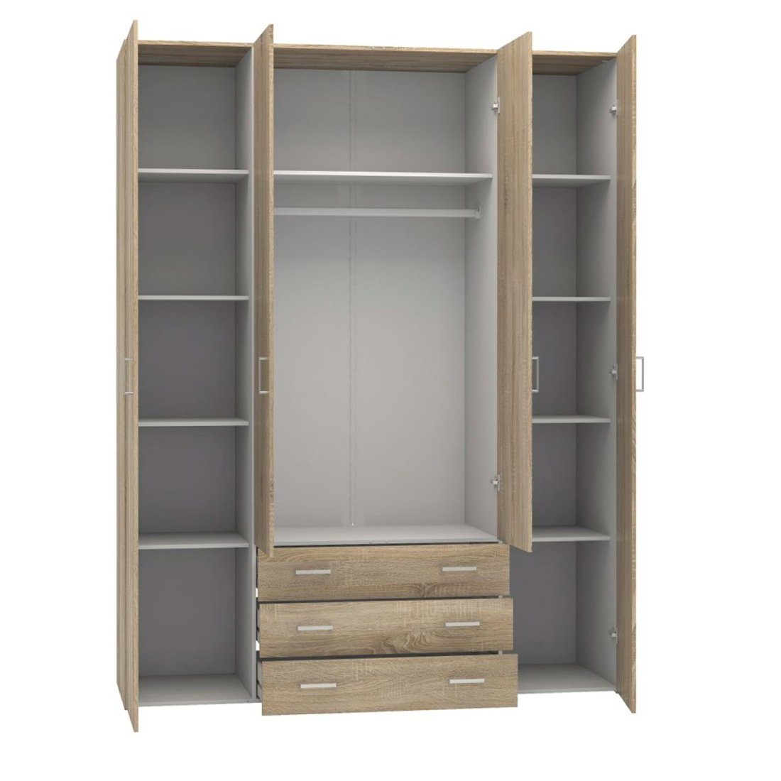 Schubladen. Kleiderschrank 3 ebuy24 Eiche Türen Dekor Spell Eic Kleiderschrank 4 und