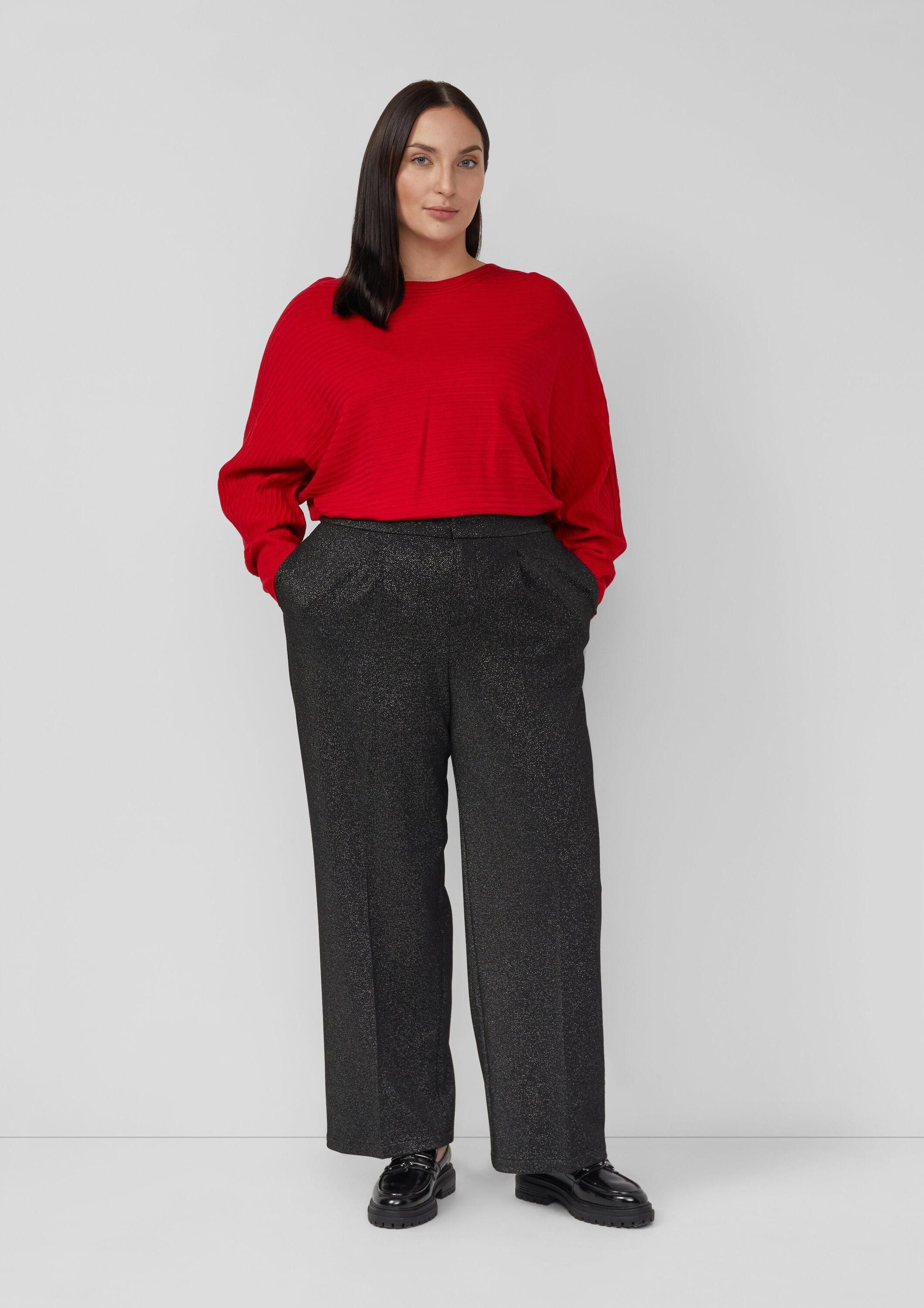 s.Oliver Chinos Hose Bundfaltenhose mit Glitzergarn und elastischem Bund