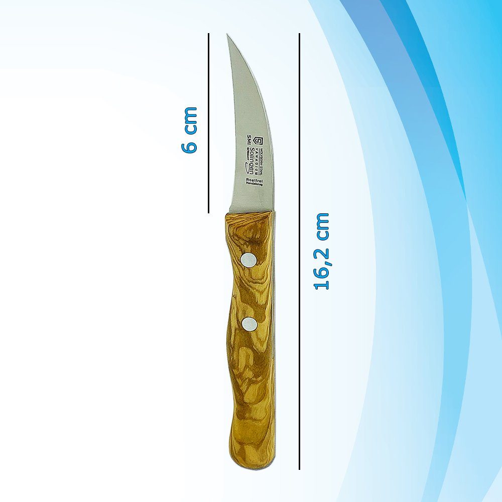SMI Tomatenmesser 2-tlg Solingen Küchenmesser Schälmesser Tomatenmesser Obstmesser Holz, Wellenschliff und gebogen