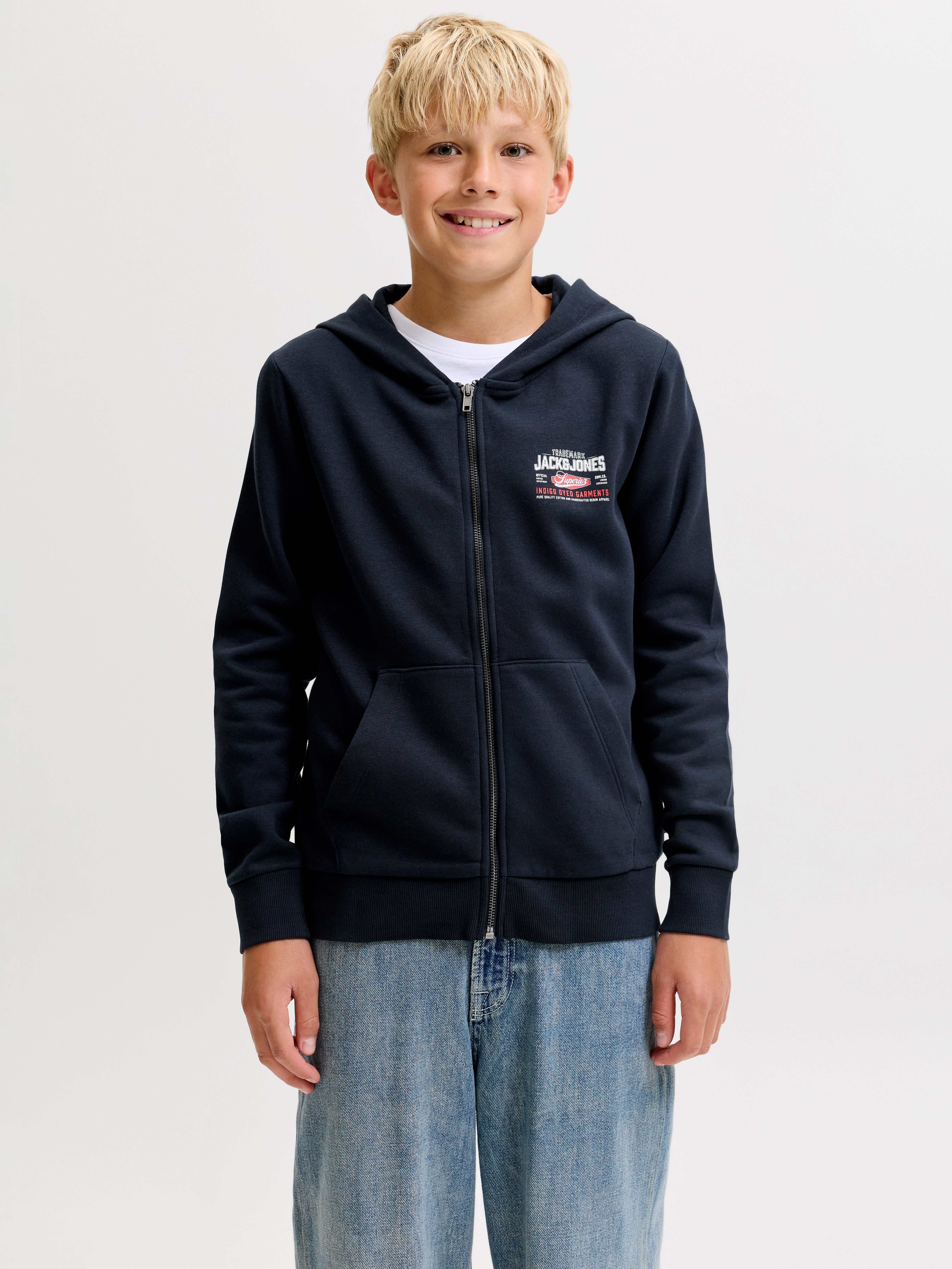 Jack & Jones Junior Kapuzensweatjacke JJELOGO SWEAT ZIP HOOD 2 COL AW26 SN JNR Baumwolle, regular fit