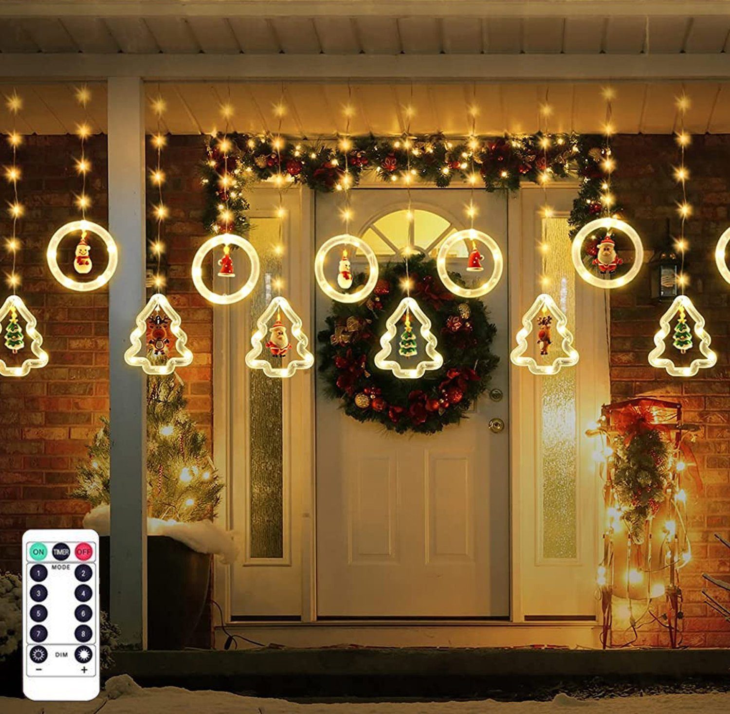 XERSEK LED Nachtlicht LED-Lichterkette Lichtervorhang Beleuchtung Weihnachts Deko, USB 3 Meter 120LEDs Fenster 8 Modi Weihnachtsschmuck Fenster Deko, .