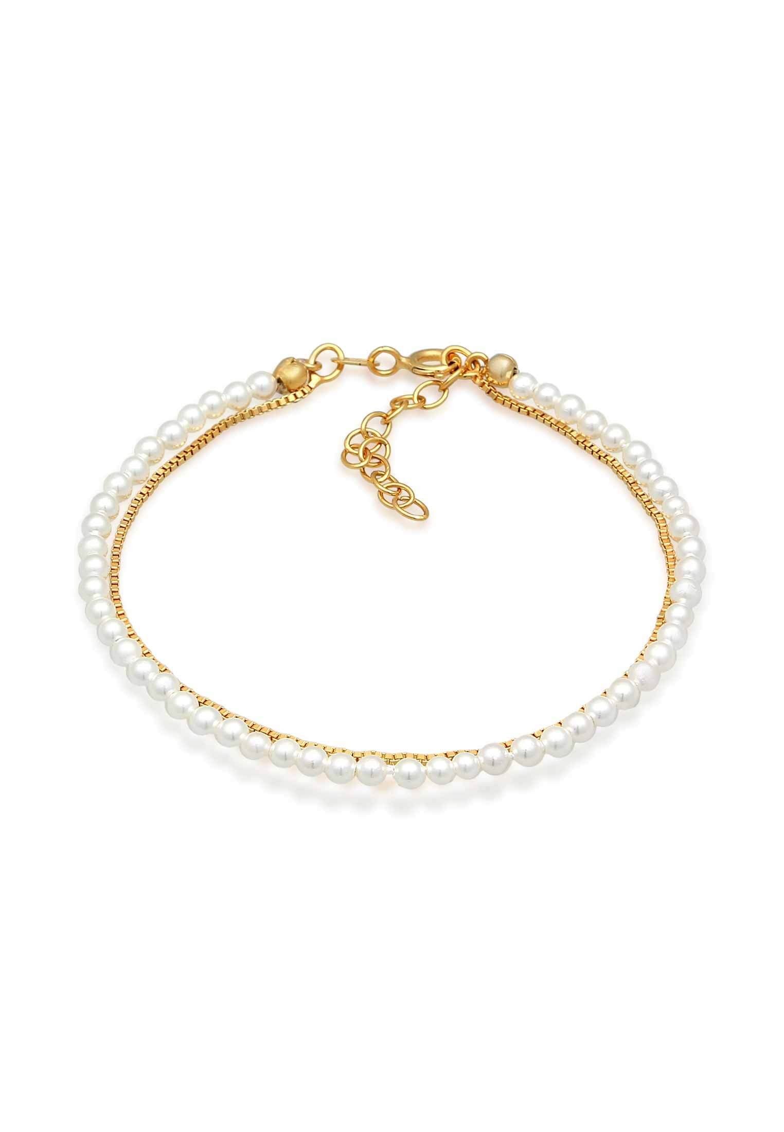 Perlenarmband Layer Muschelkernperle Elegant 925er Silber