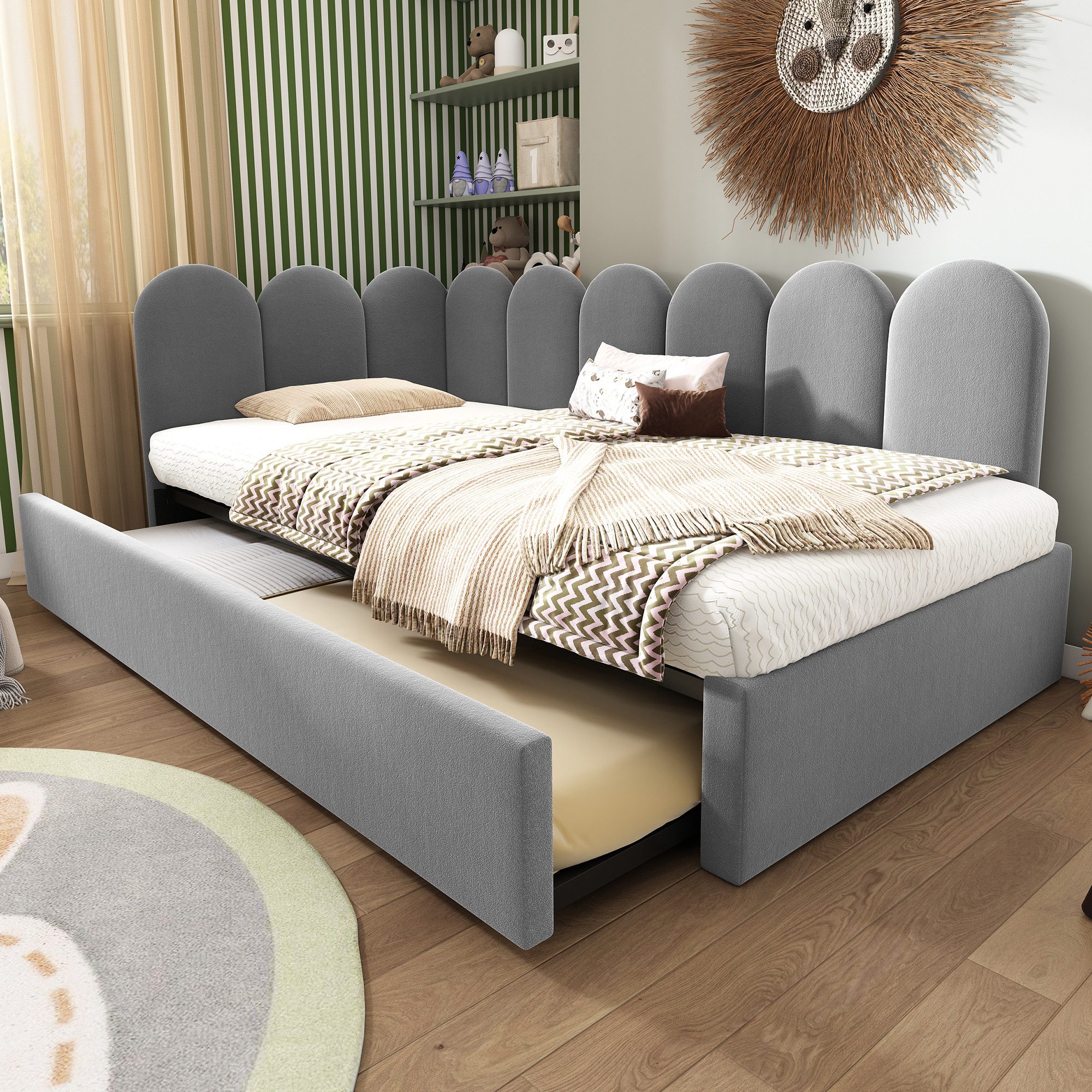 Merax Daybett 90x200cm mit Ausziehbett 90x190cm (1 tlg), Polsterbett Samt T günstig online kaufen