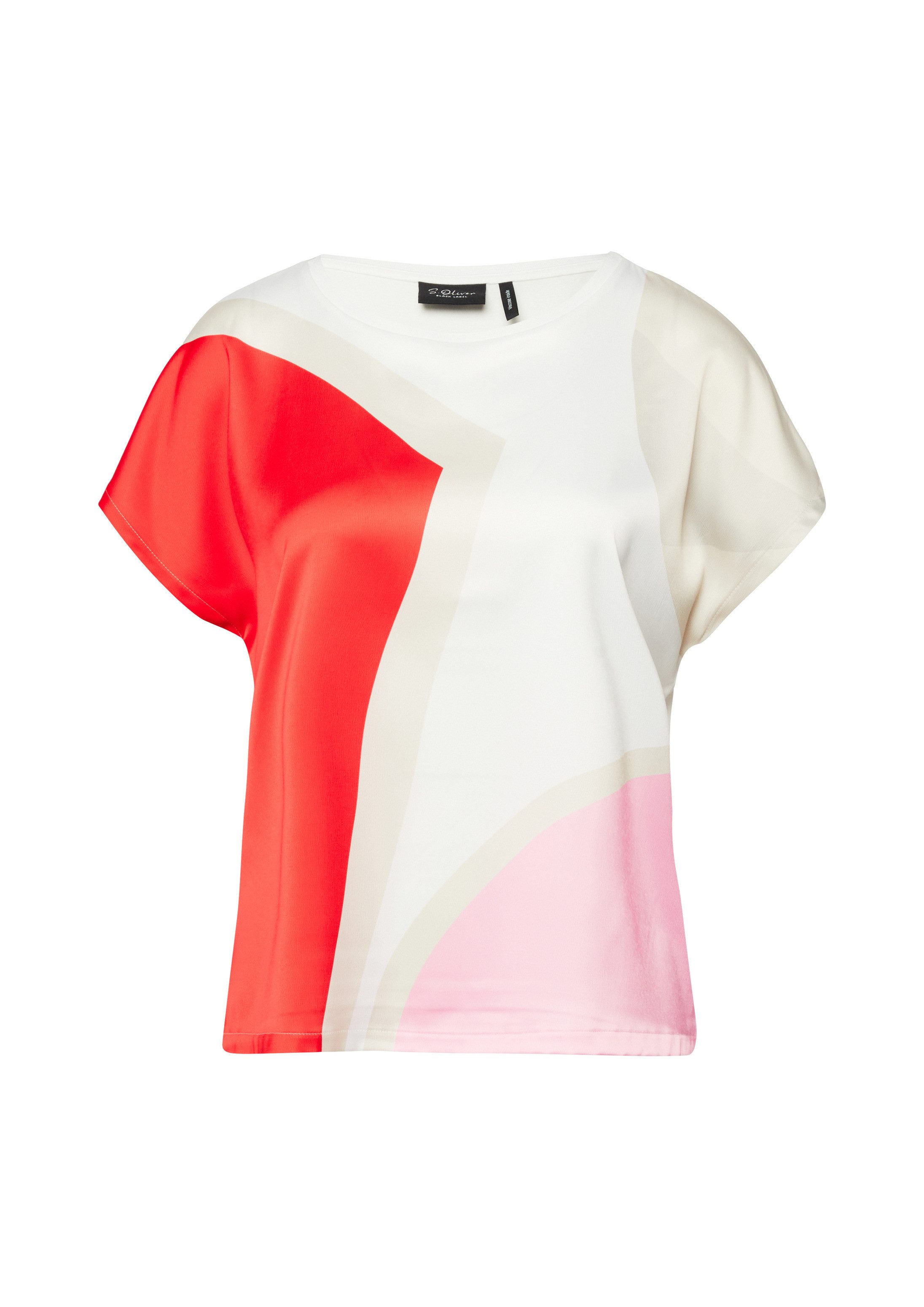 s.Oliver Kurzarmshirt T-Shirt Blusenshirt mit überschnittenen Schultern