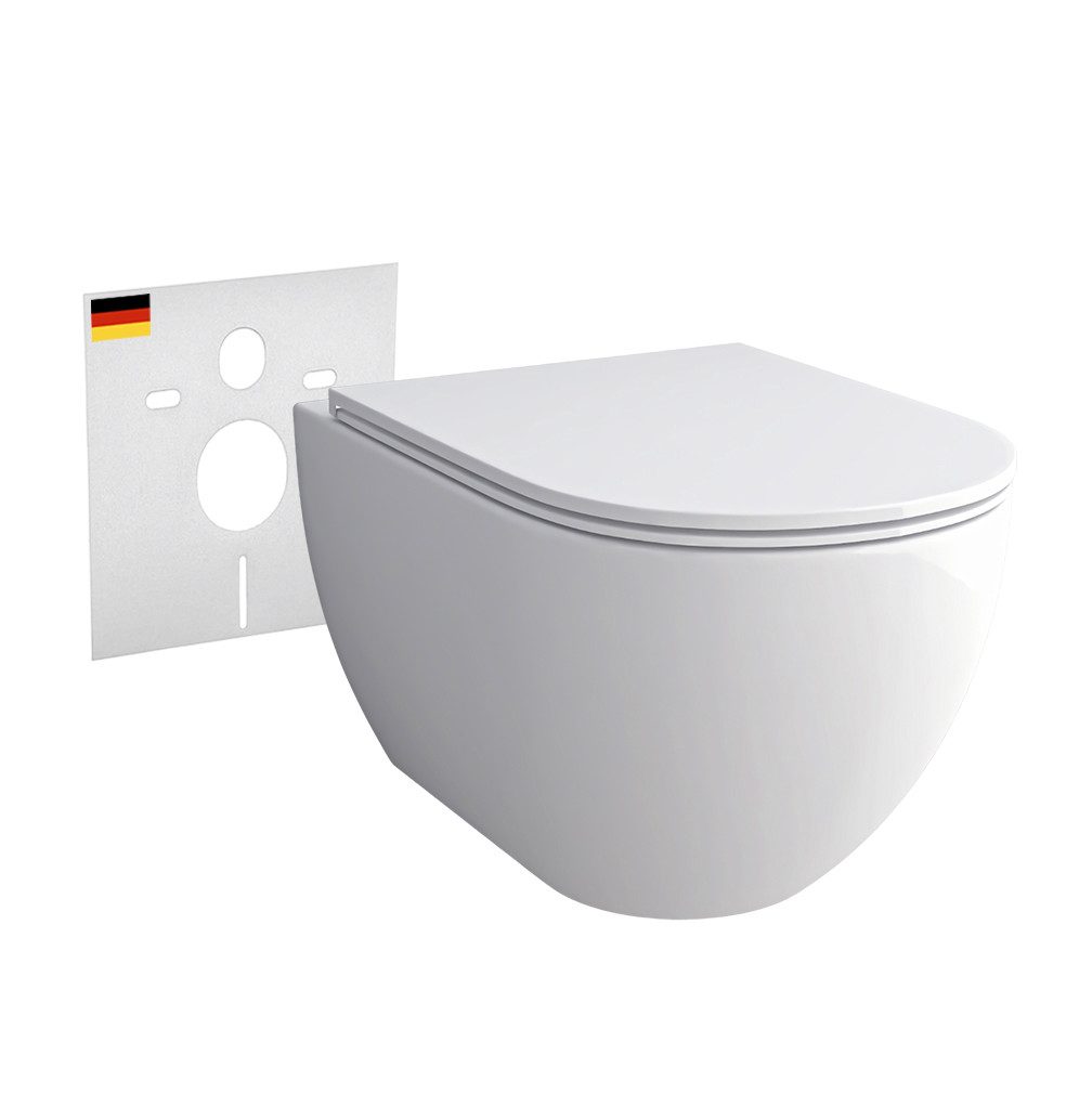 Alpenberger Tiefspül-WC Hänge WC - Wand WC Spülrandlos mit Toilettendeckel günstig online kaufen