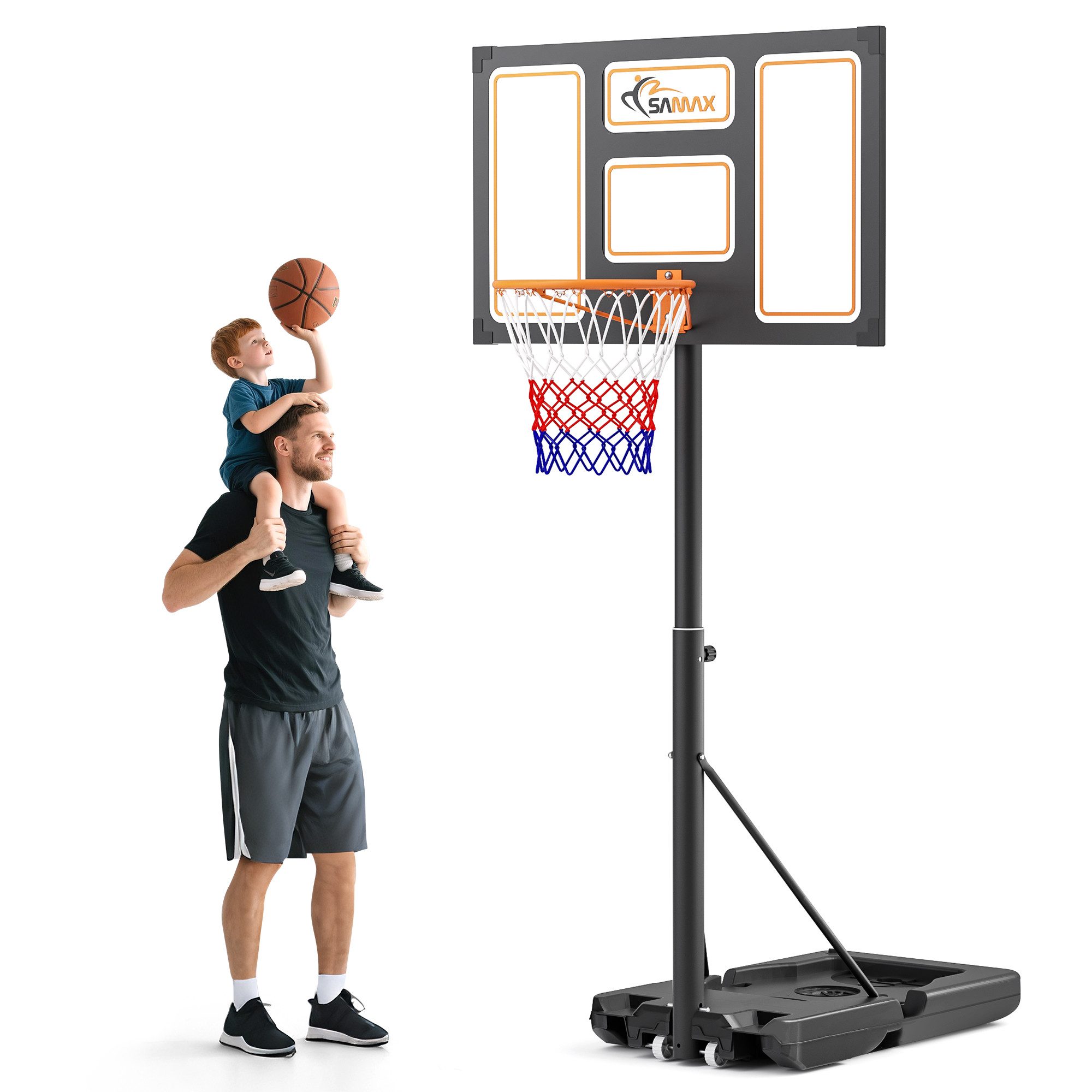 Basketballständer Basketballkorb 100-305cm Höhenverstellbar mit Rollen und Netz