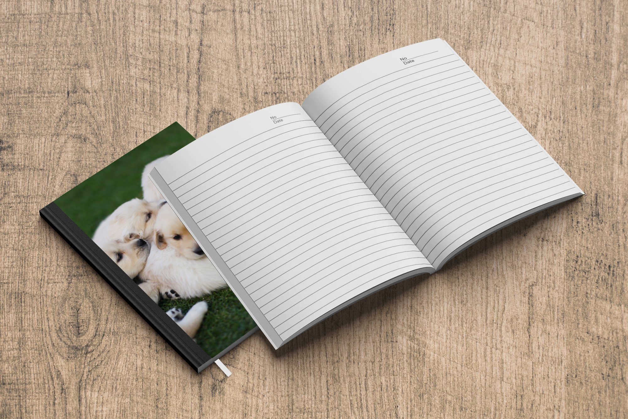Notizheft, Journal, Tiere Notizbuch MuchoWow - Welpen Tagebuch, Haushaltsbuch Hunde, - 98 Seiten, A5, Merkzettel,