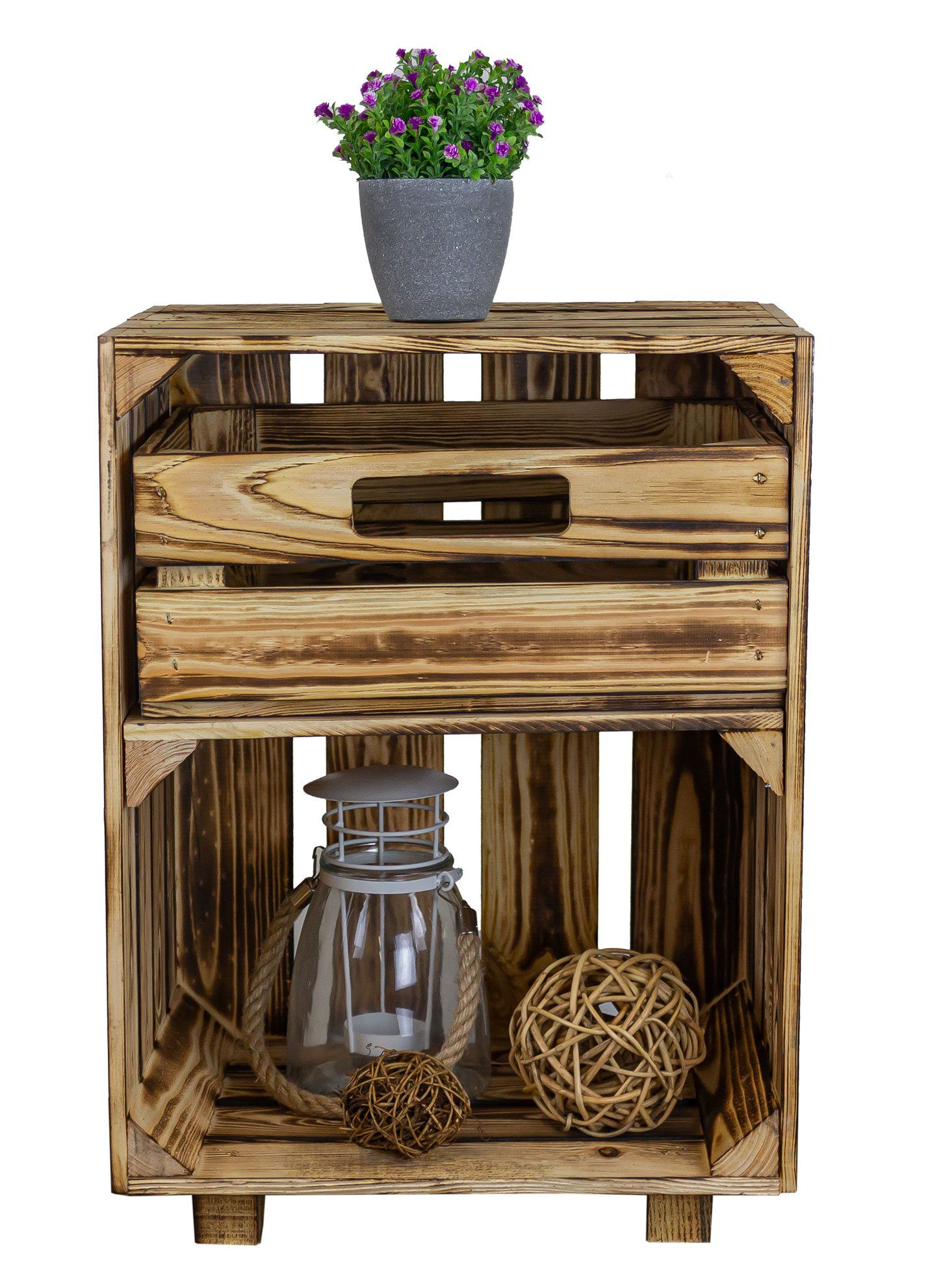 Kistenkolli Altes Land Allzweckkiste Nachttisch geflammt mit Schublade Nach günstig online kaufen