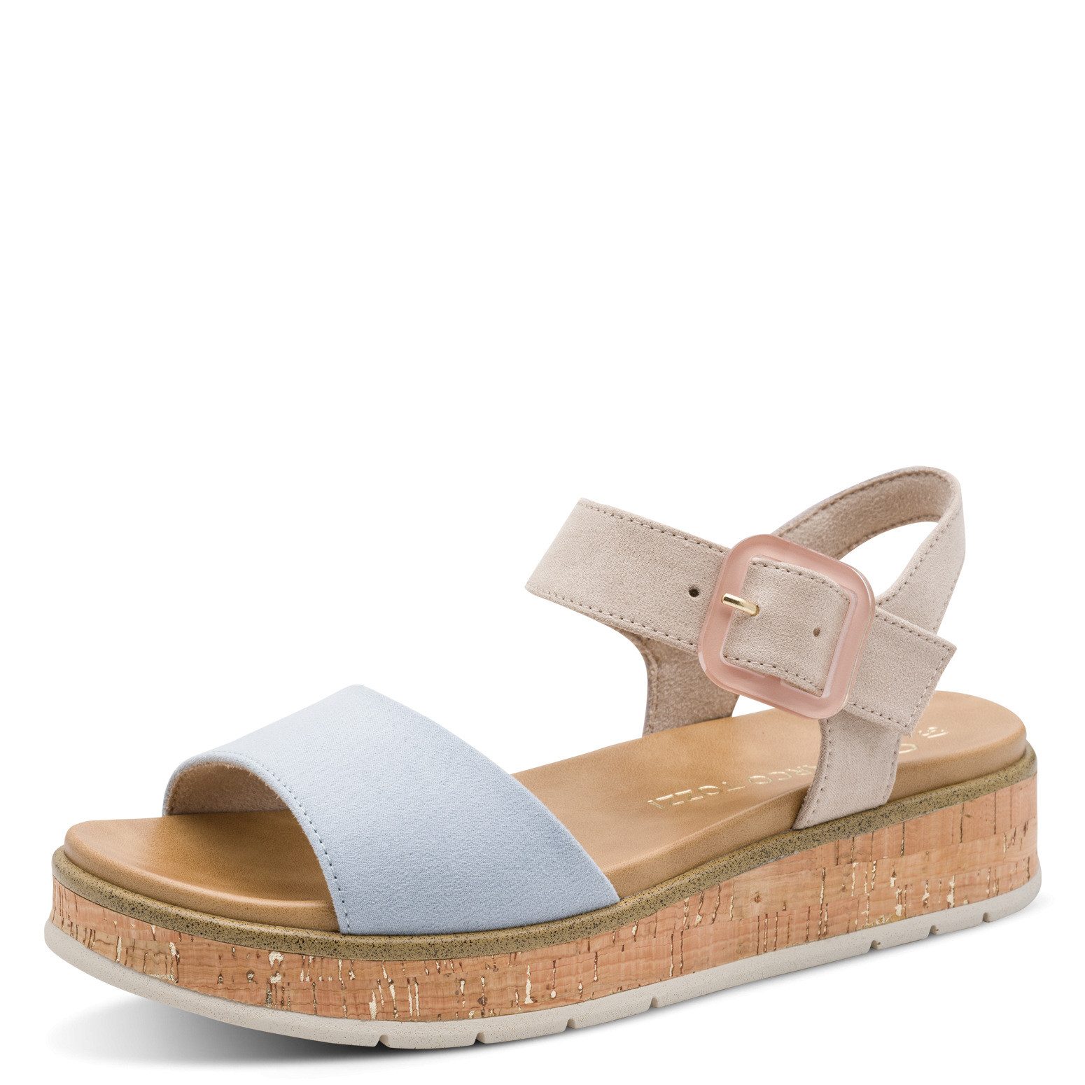 marco tozzi GRADI Keilsandalette Plateau, Sommerschuh, Riemchensandale mit Sohle im Kork-Look