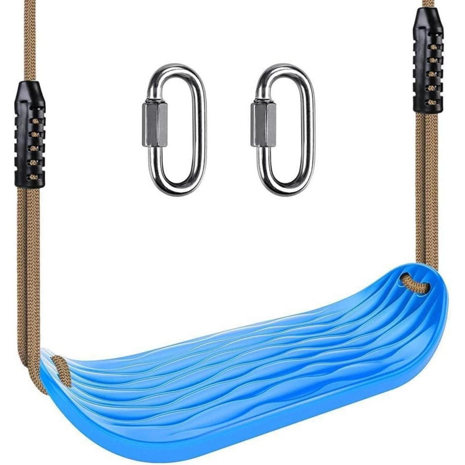 LuxusKollektion Einzelschaukel Garten Schaukelsitz Set verstellbares Seil Karabiner blau robust