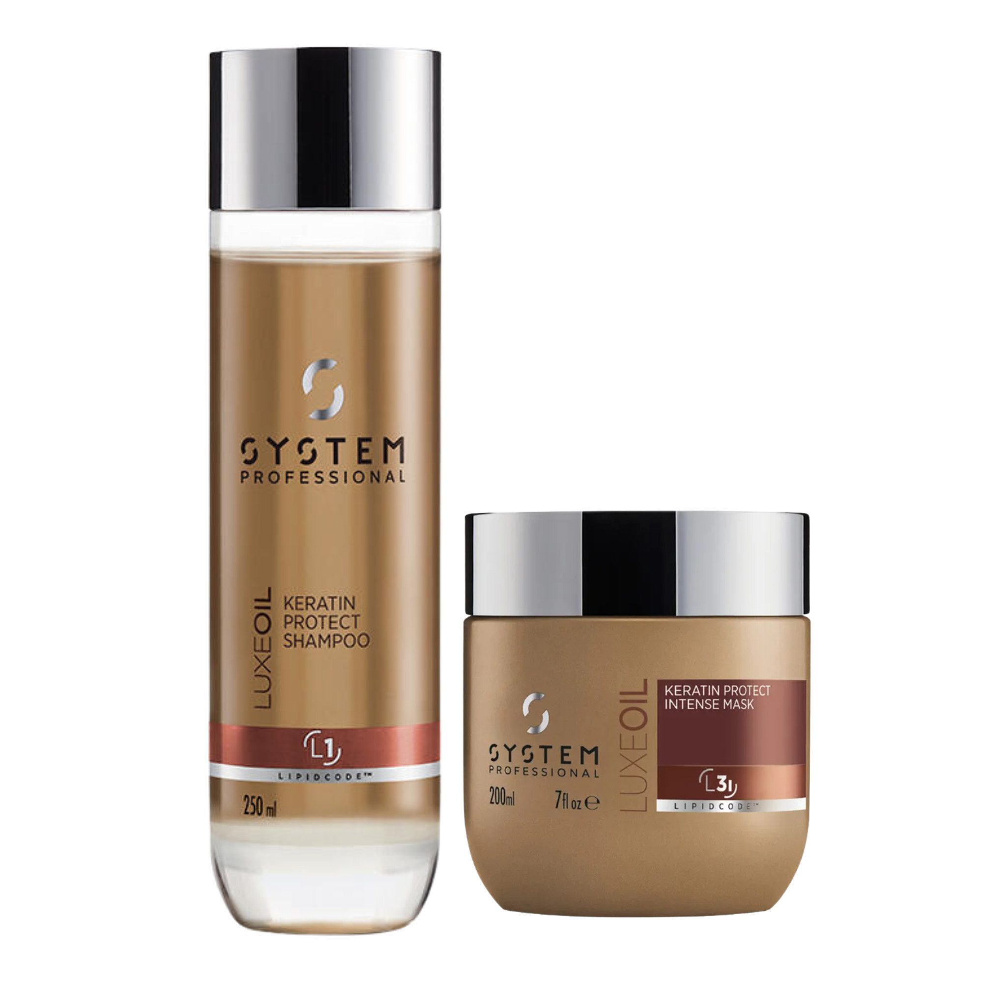 System Professional Haarpflege-Set System Professional LuxeOil Set – Shampoo 250 ml & Keratin Protect Int, 2-tlg., reichhaltig