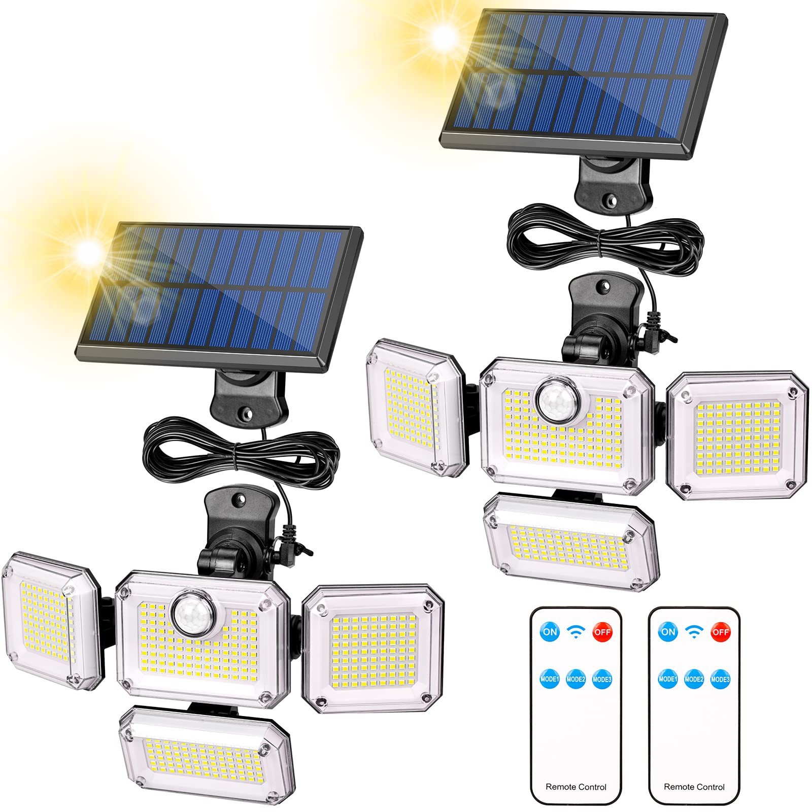 AIBISTAR LED Solarleuchte Solarlampen 333 LED 3 Modi PIR Bewegungssensor IP65, 333 x superhelle LED, Tageslichtweiß, 2400mAh,240° Weitwinkelbeleuchtung,Erfassungsreichweite 3-5 Meter