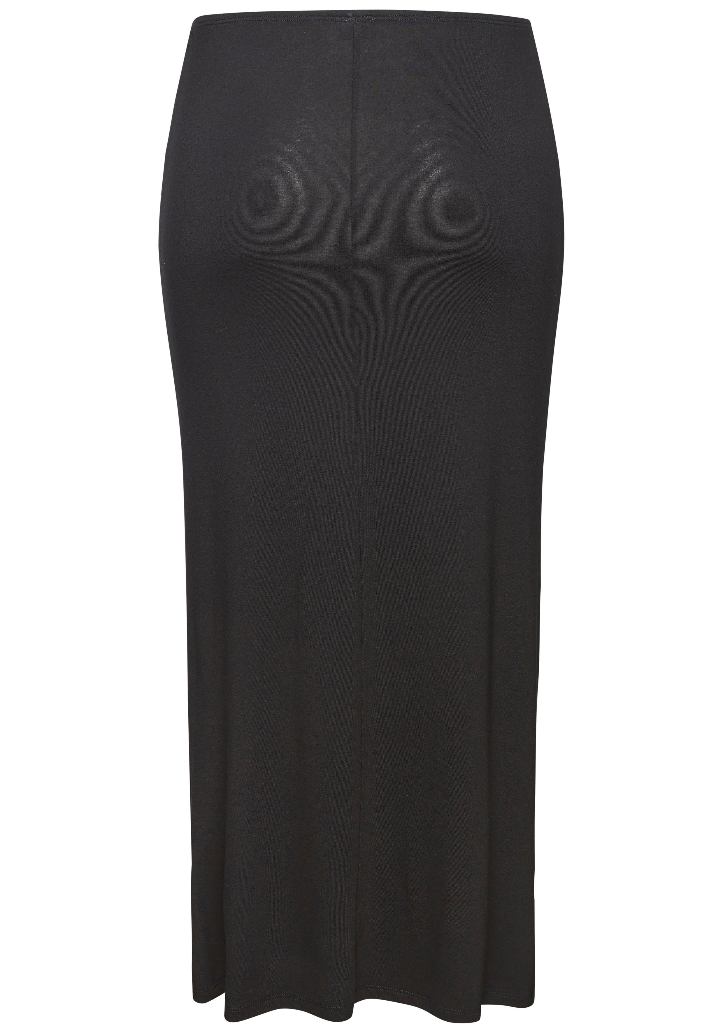 LASCANA Jerseyrock mit seitlicher Raffung und Schlitz, Midirock