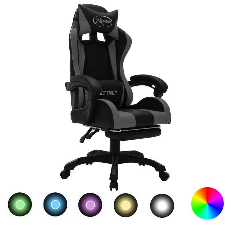 vidaXL Bürostuhl Gaming-Stuhl mit RGB LED-Leuchten Grau und Schwarz Kunstleder (1 St)