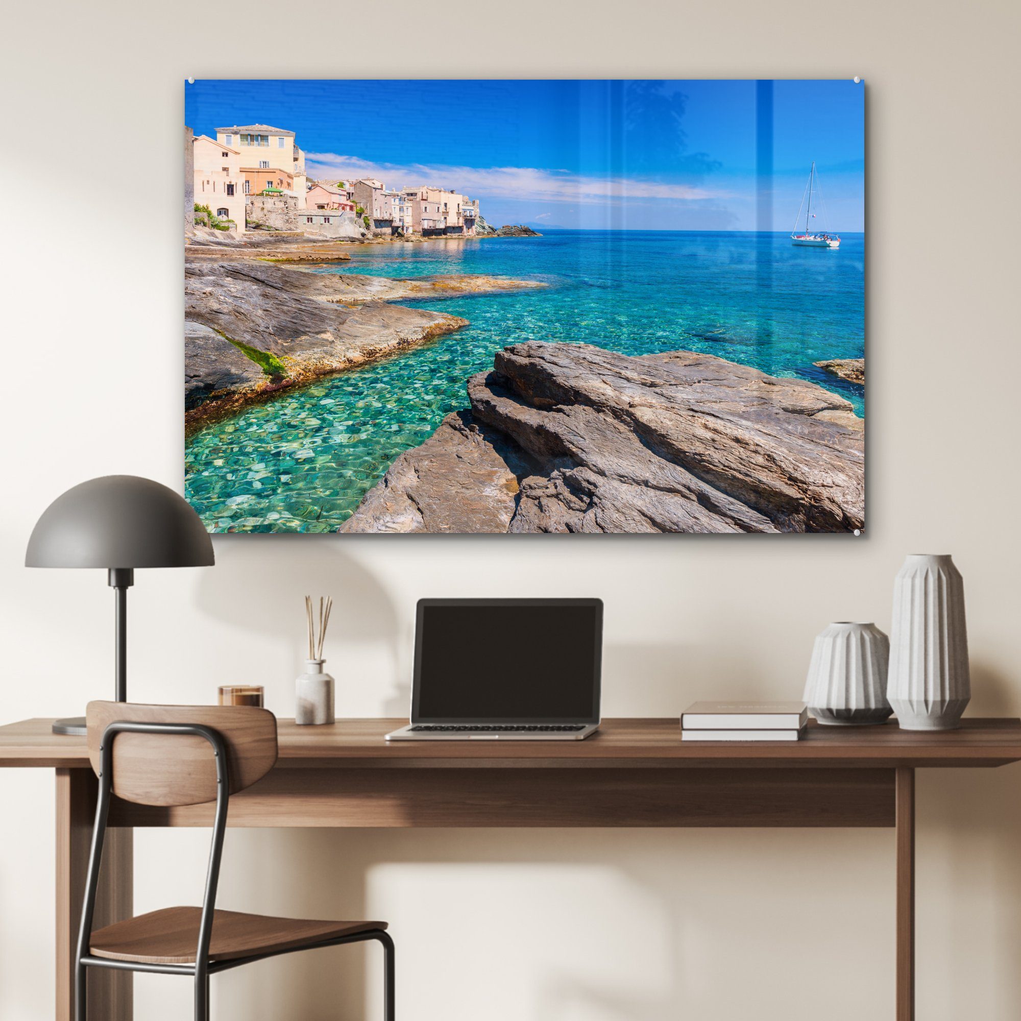 MuchoWow Acrylglasbild Blauer Himmel auf Korsika, & Acrylglasbilder (1 St), Wohnzimmer Schlafzimmer