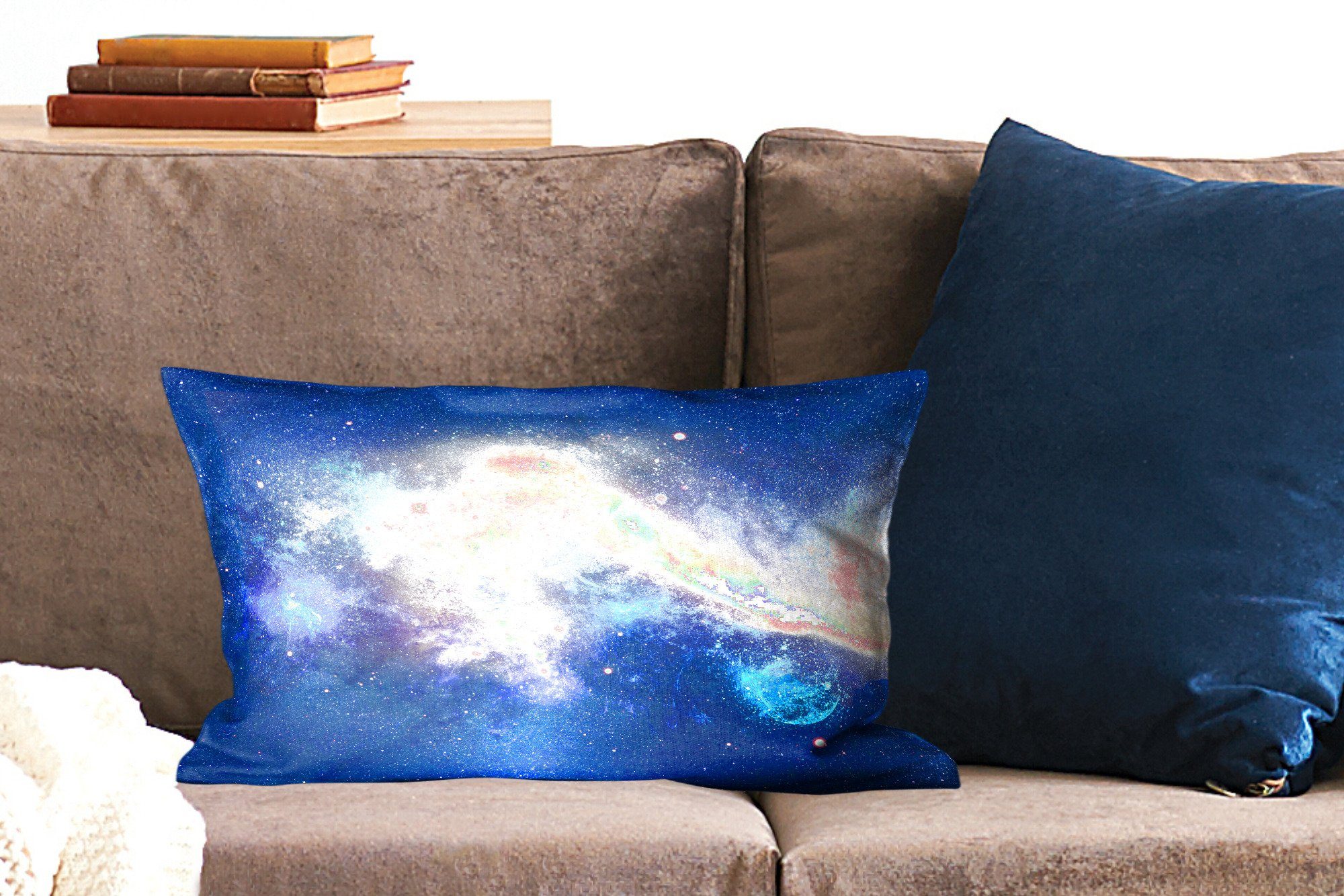 MuchoWow Dekokissen Universum - Blau Füllung, - Zierkissen, Dekoration, Wohzimmer Dekokissen Schlafzimmer mit Sterne
