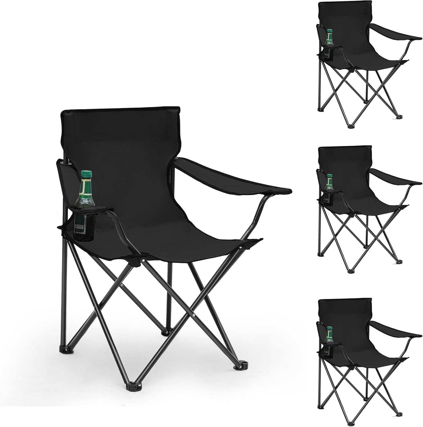 SUNULA Campingstuhl Faltbar Anglerstuhl Ultraleicht Faltstuhl Camping Klappstuhl (4 St), mit Getränkehalter, mit Tragetasche, bis max. 100 kg