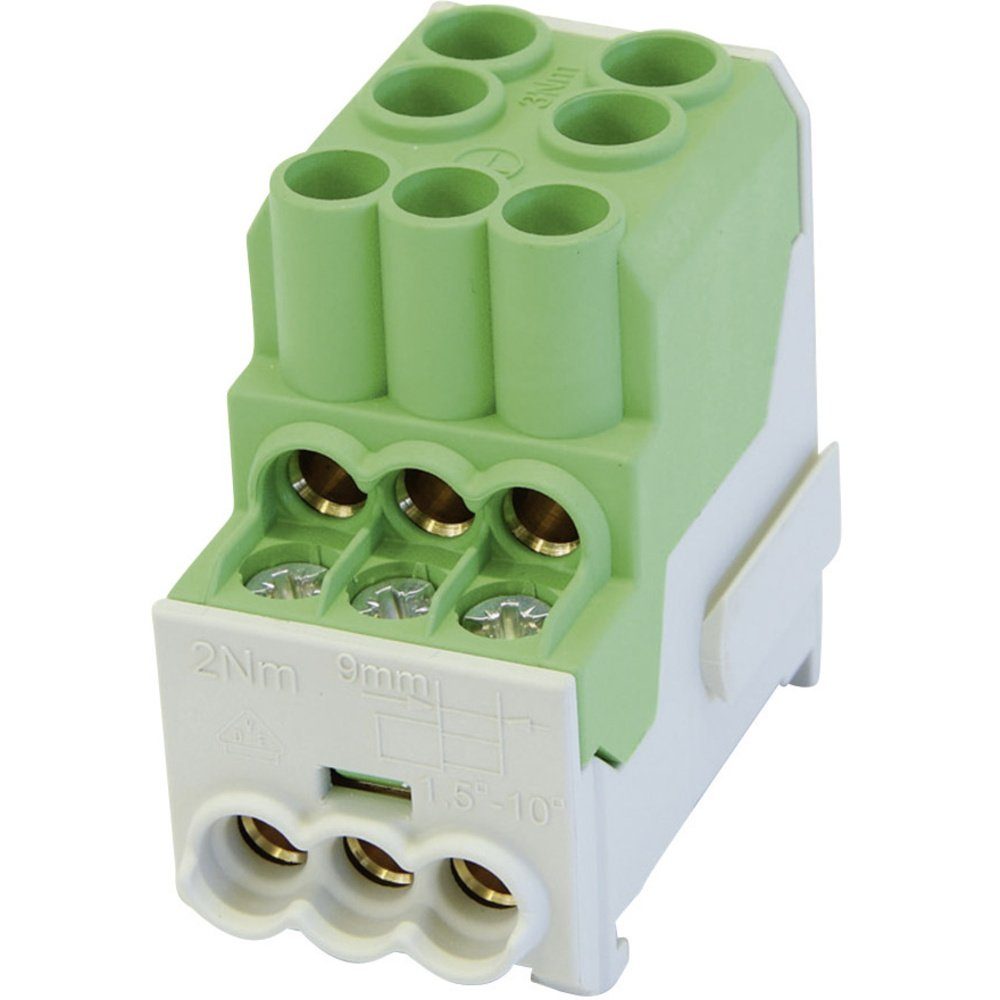HoraeTec Montageklemme HoraeTec 080010-2-4 Unterverteilerblock Grün, Gelb 1polig