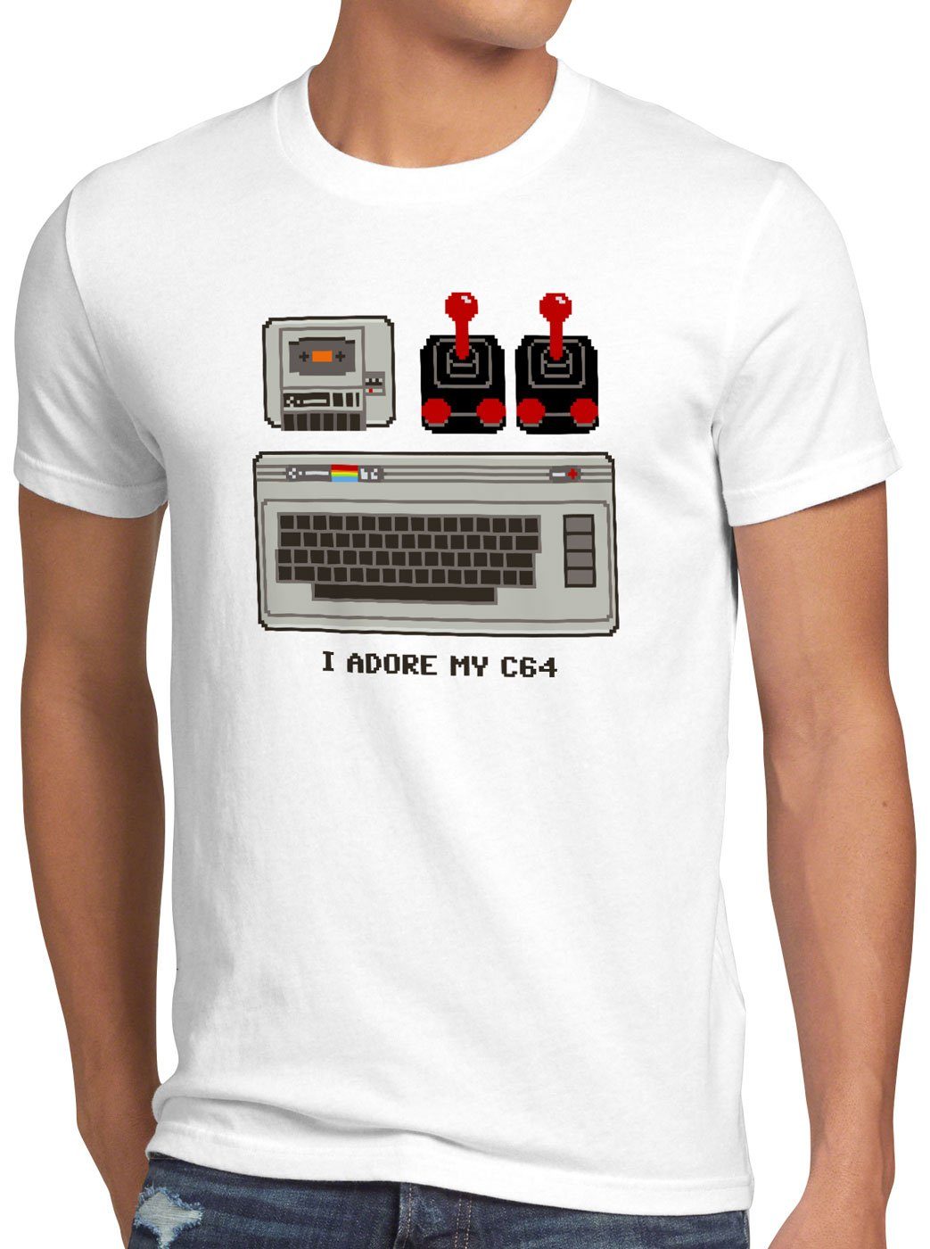 style3 Print-Shirt Herren T-Shirt I Adore My C64 heimcomputer classic weiß