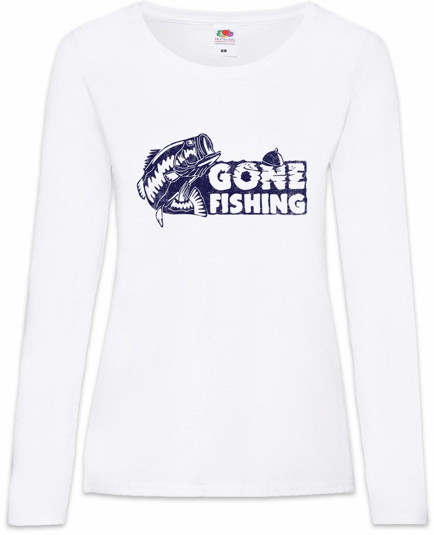 Urban Backwoods Langarmshirt Gone Fishing Damen Langarmshirt Skelett Fischskelett Fisch Fischen (1-tlg) Angeln Angel Angler Fluss